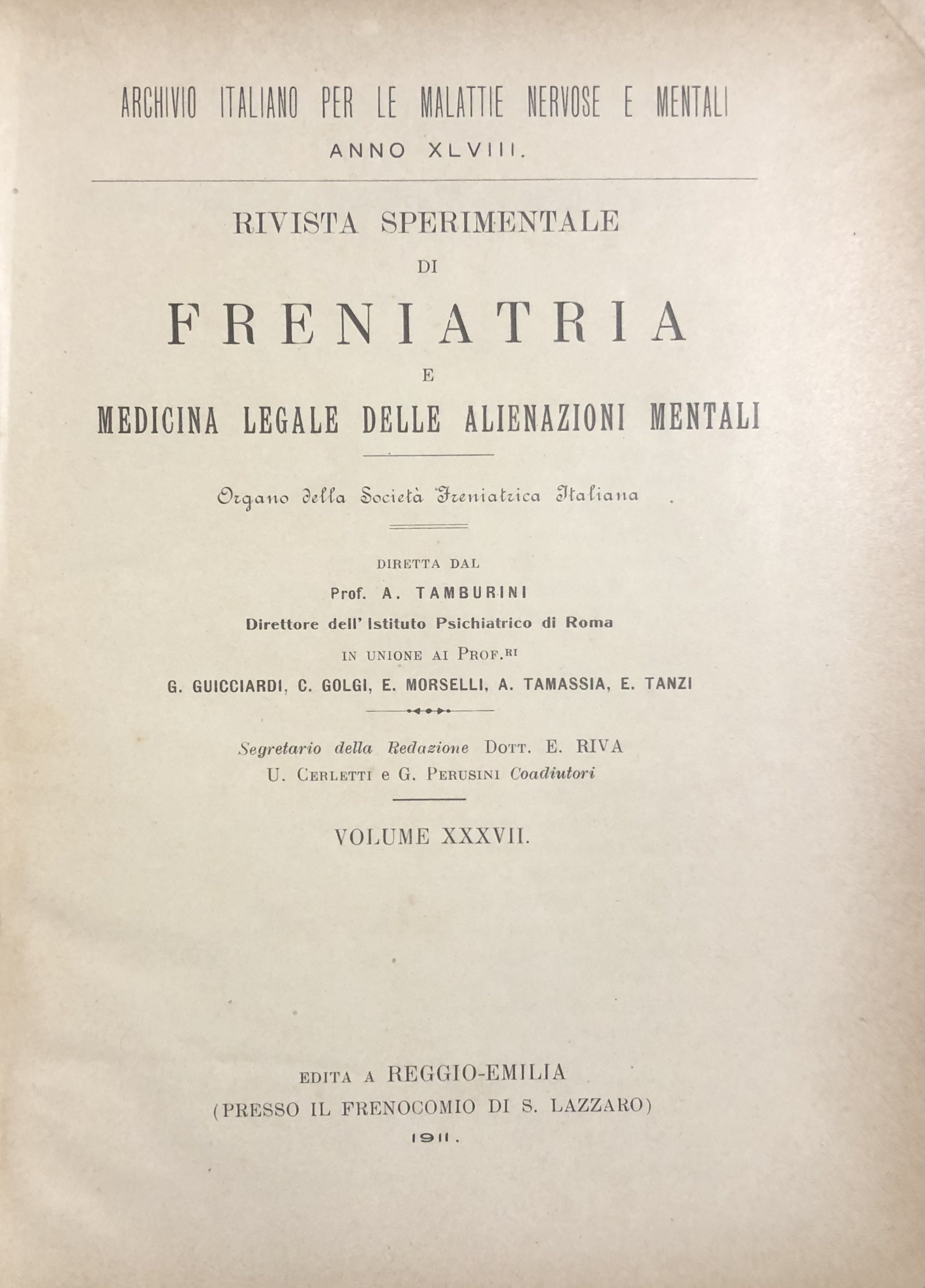 Rivista sperimentale di freniatria e di medicina legale