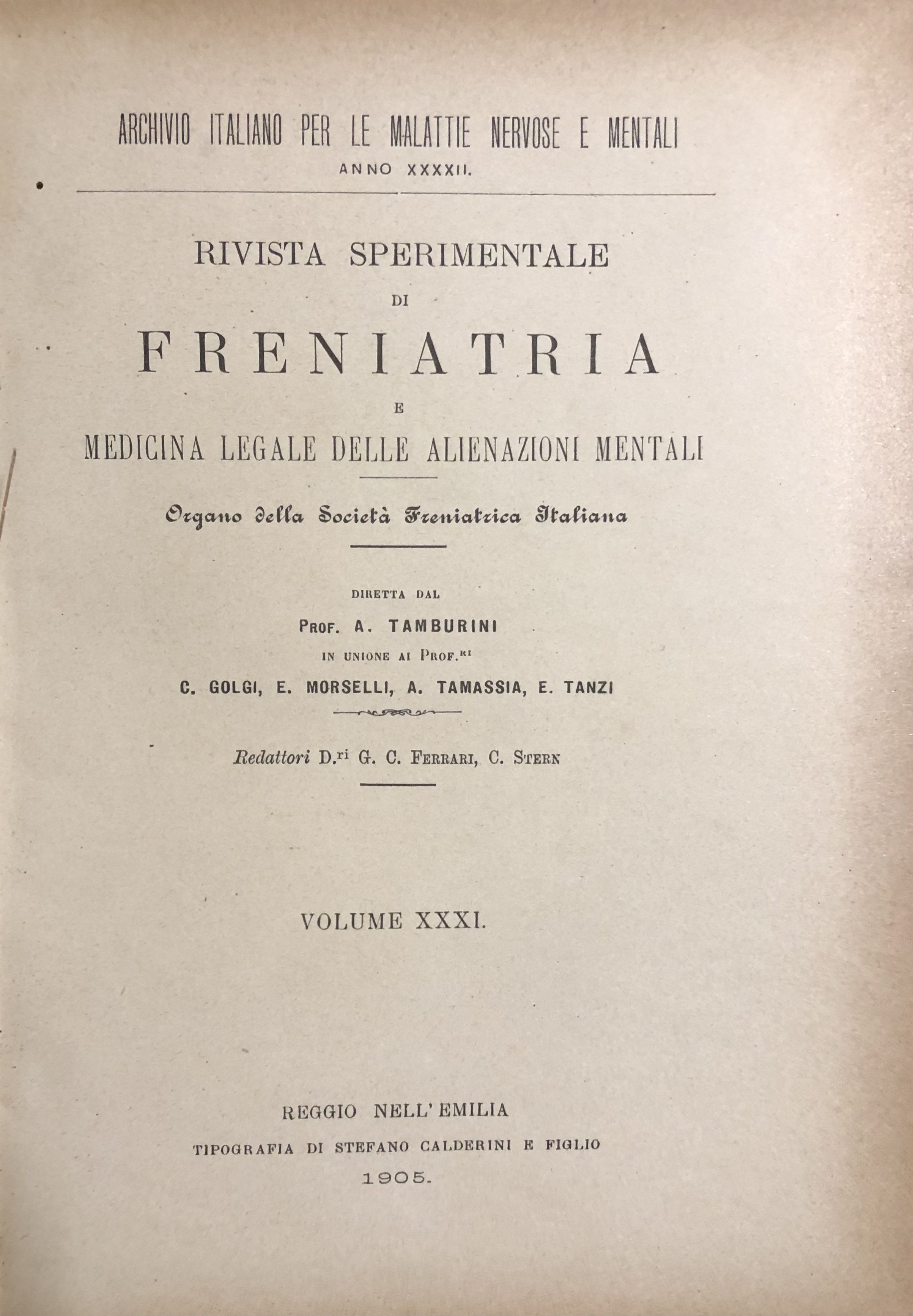 Rivista sperimentale di freniatria e di medicina legale
