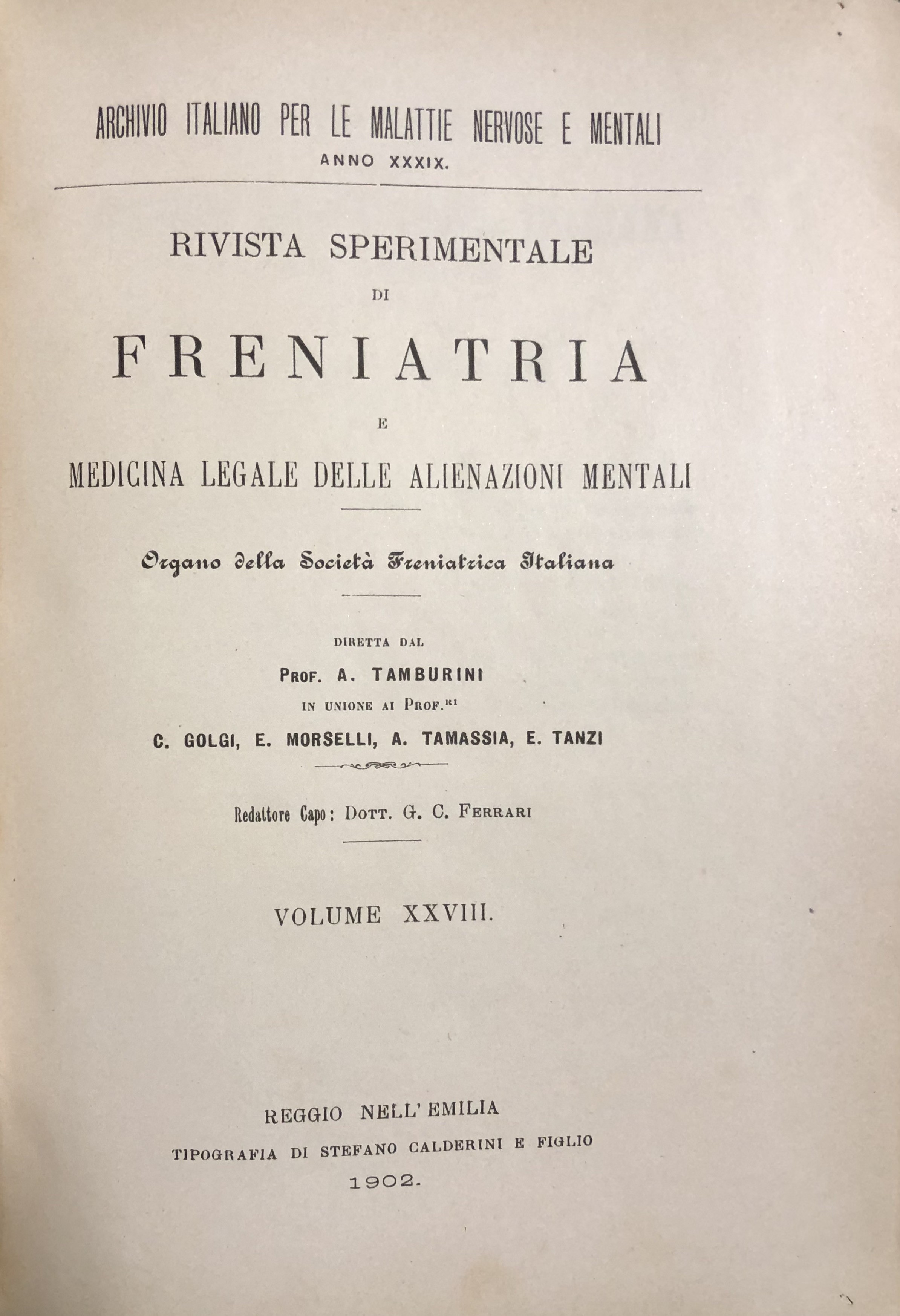 Rivista sperimentale di freniatria e di medicina legale