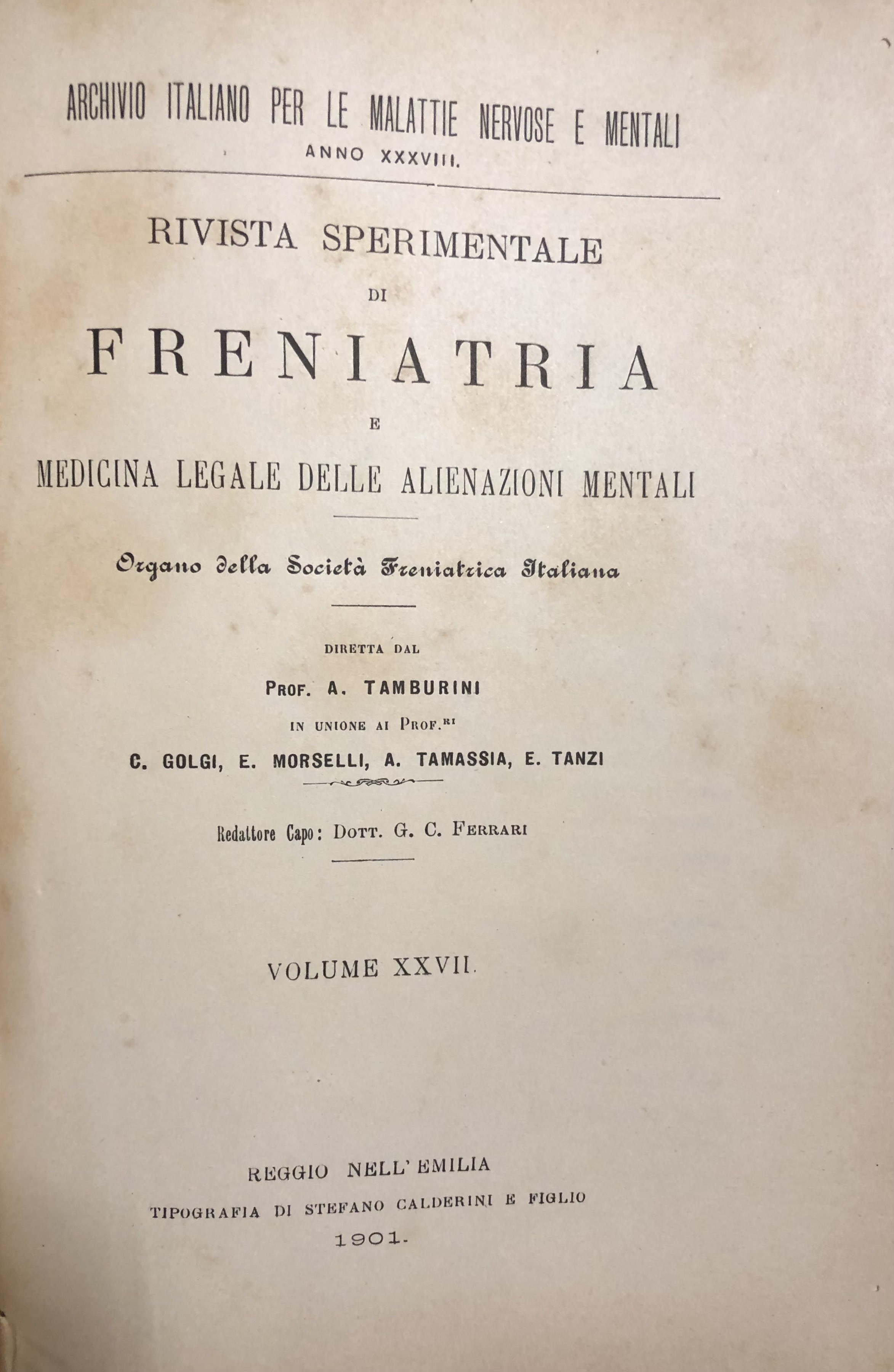 Rivista sperimentale di freniatria e di medicina legale