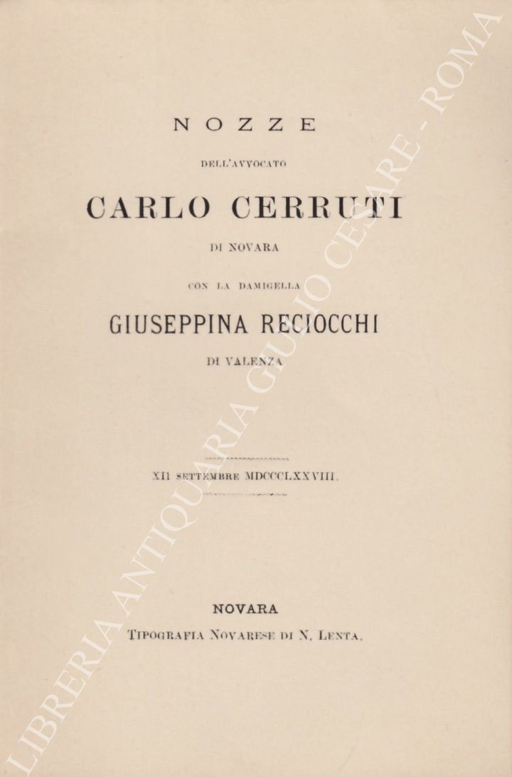 Nozze dell'avvocato Carlo Cerruti di Novara