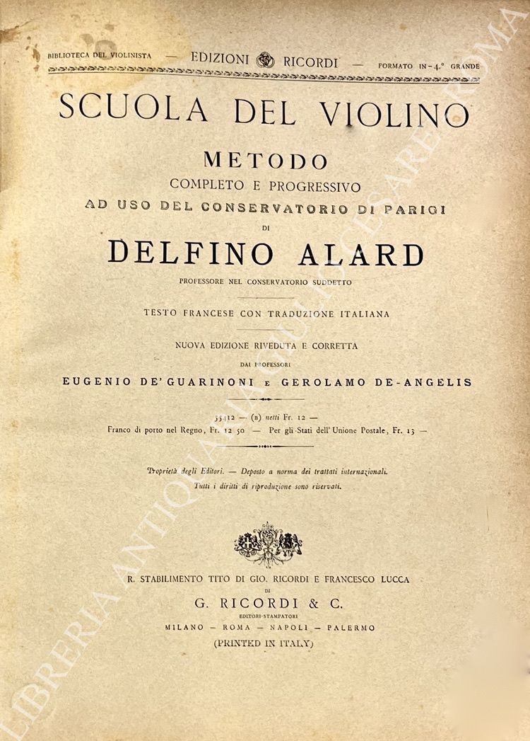 Scuola del violino. Metodo completo e progressivo ad uso del Conservatorio di Parigi