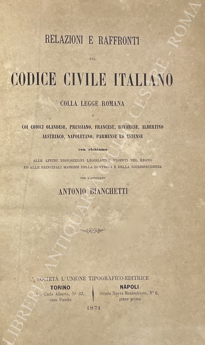Relazioni e raffronti del Codice civile italiano