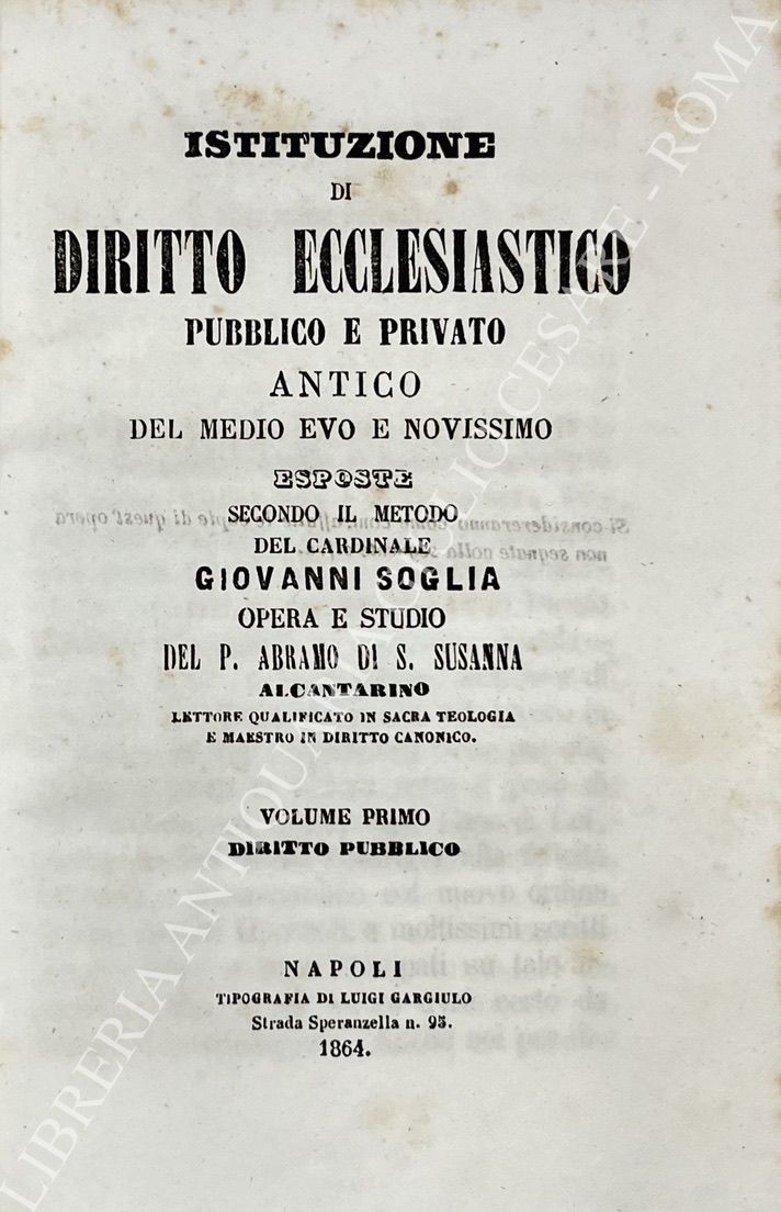 Istituzione di diritto ecclesiastico pubblico e privato antico