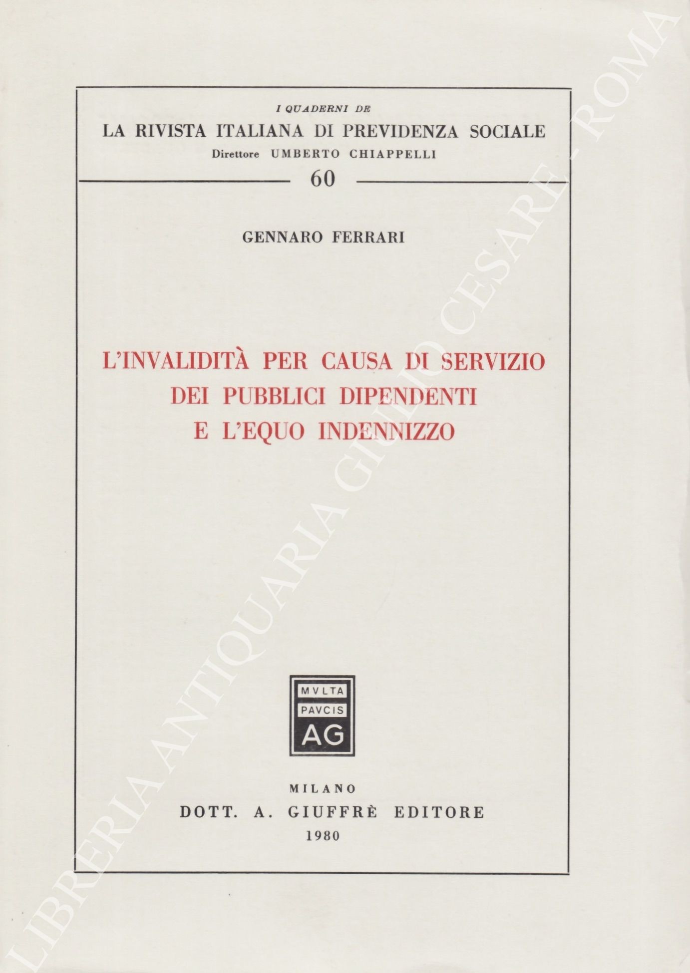 L'invalidità per causa di servizio dei pubblici dipendenti