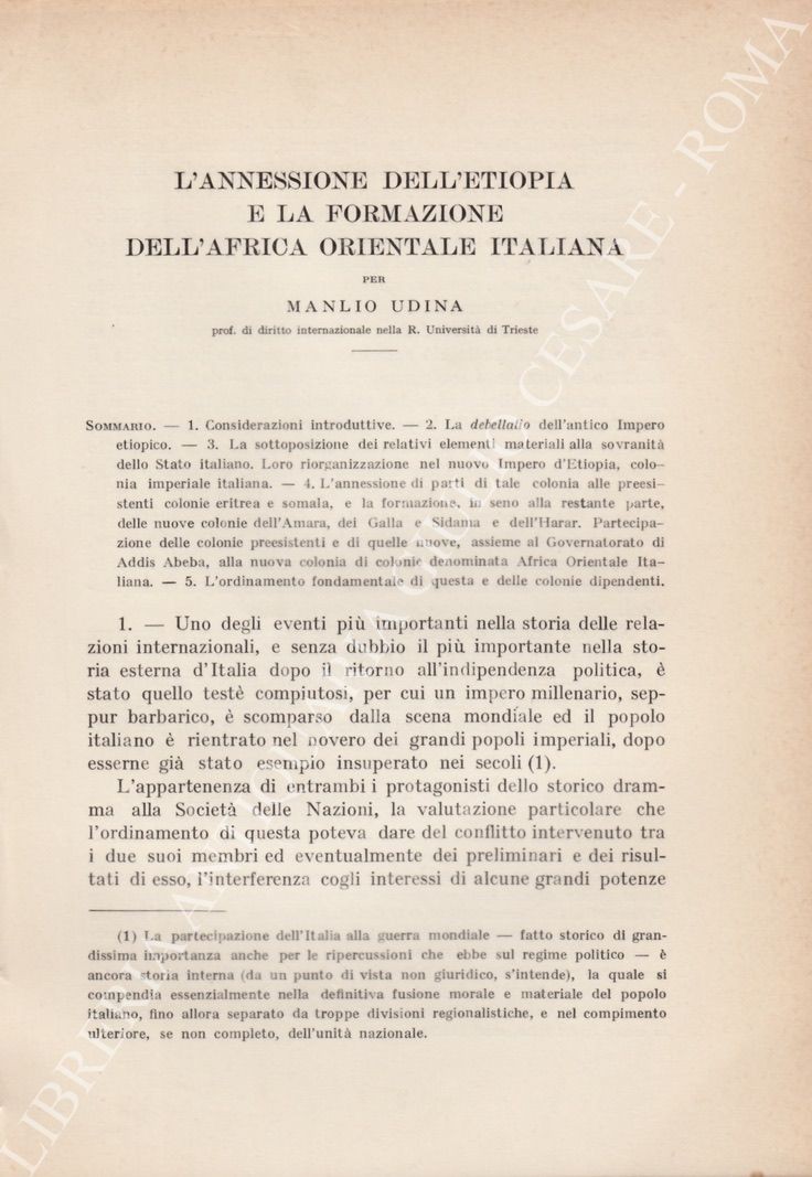L'annessione dell'Etiopia e la formazione dell'Africa orientale italiana