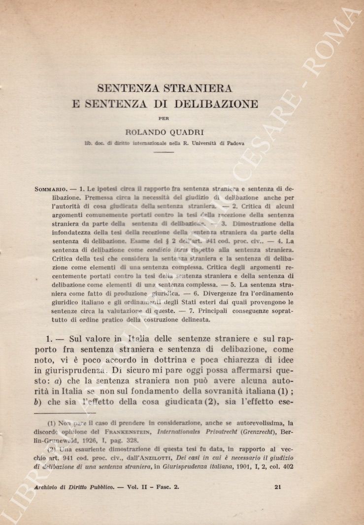 Sentenza straniera e sentenza di delibazione