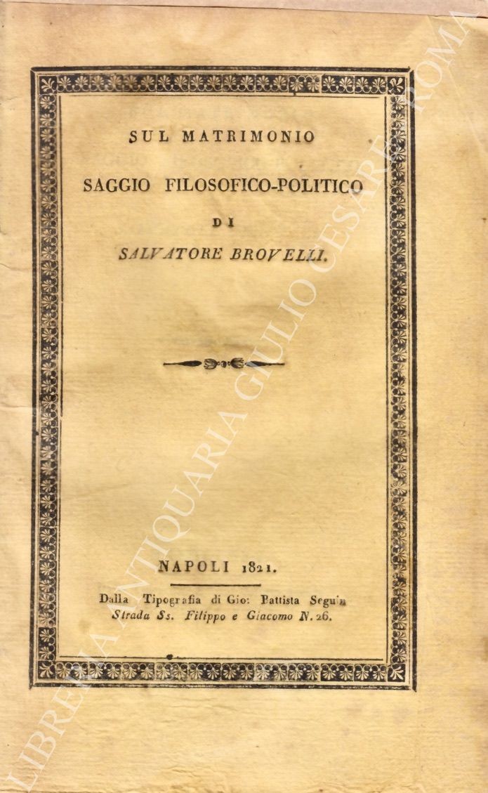 Sul matrimonio saggio filosofico - politico