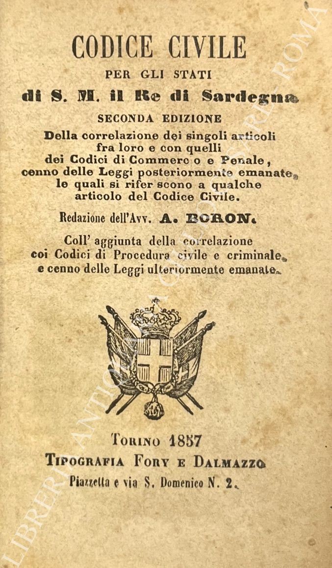 Codice civile per gli Stati di S.M. il Re di Sardegna