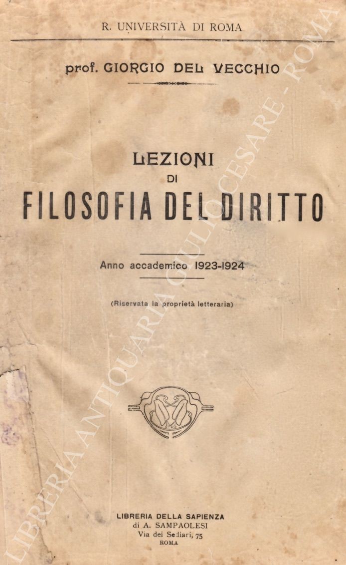 Lezioni di filosofia del diritto. Anno accademico 1923-1924