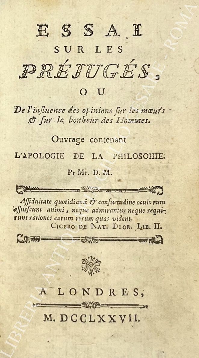 Essai sur les prejuges, ou De l'influence des opinions