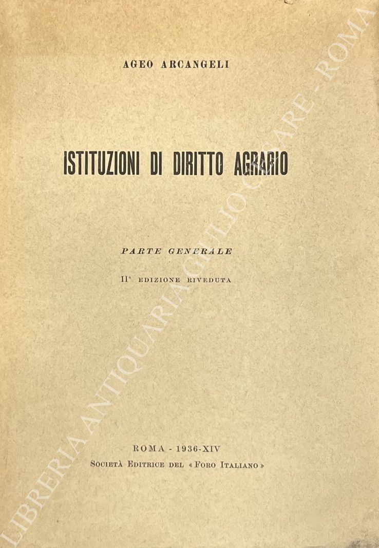 Istituzioni di diritto agrario.