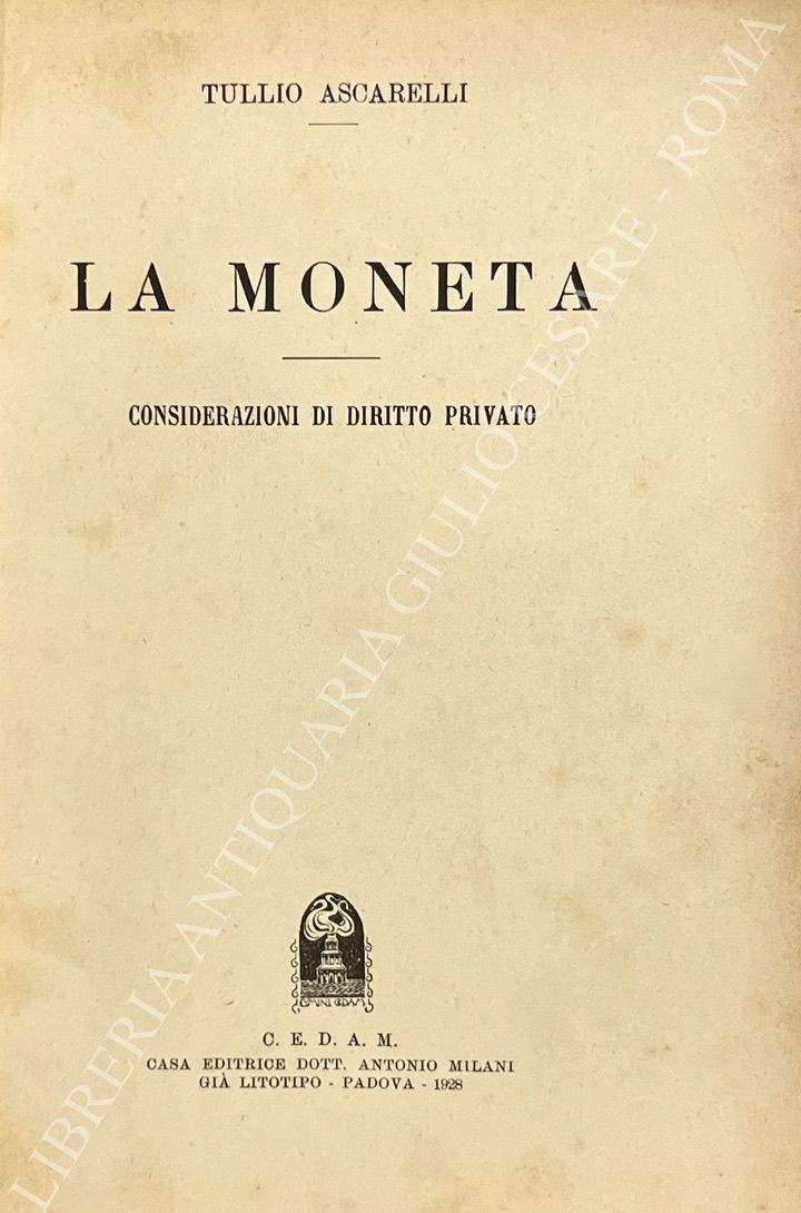 La moneta. Considerazioni di diritto privato