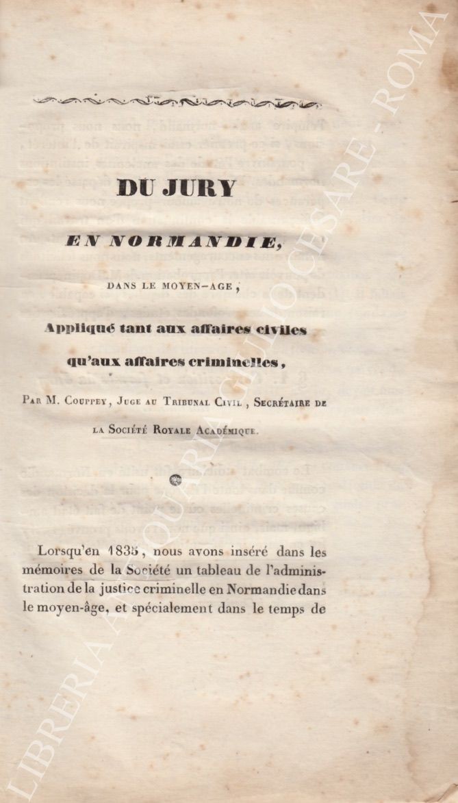 Du jury en Normandie, dans le Moyen - Age