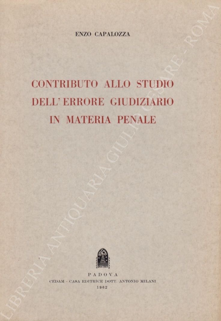 Contributo allo studio dell'errore giudiziario