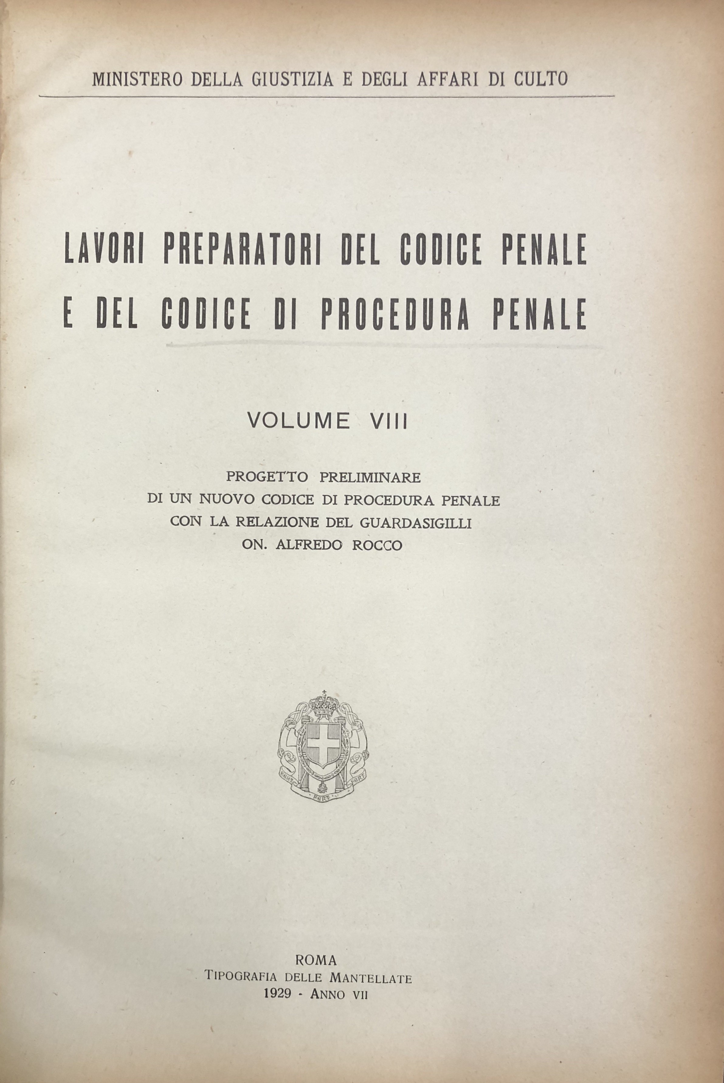 Lavori preparatori del Codice penale e del Codice di procedura penale