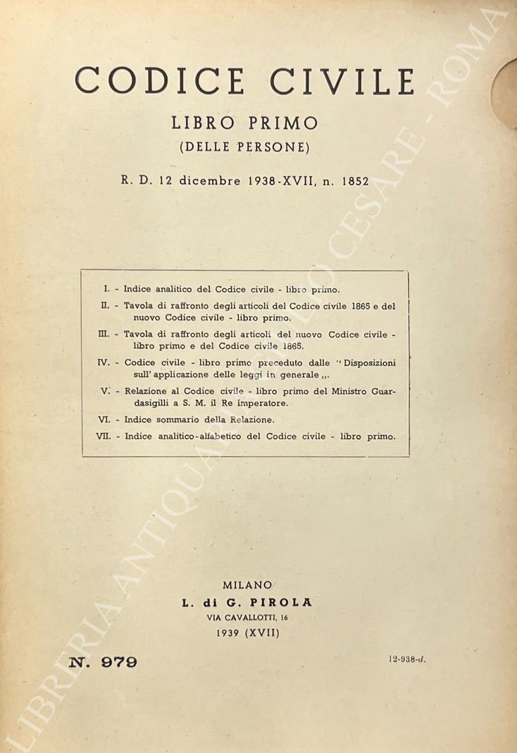 Codice civile. Libro primo