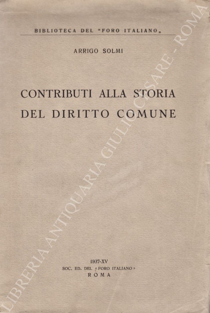 Contributi alla storia del diritto comune