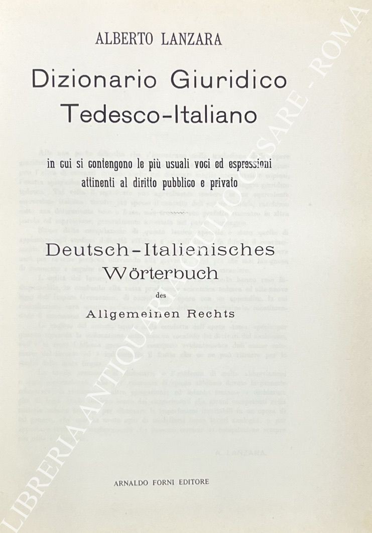 Dizionario Giuridico Tedesco-Italiano