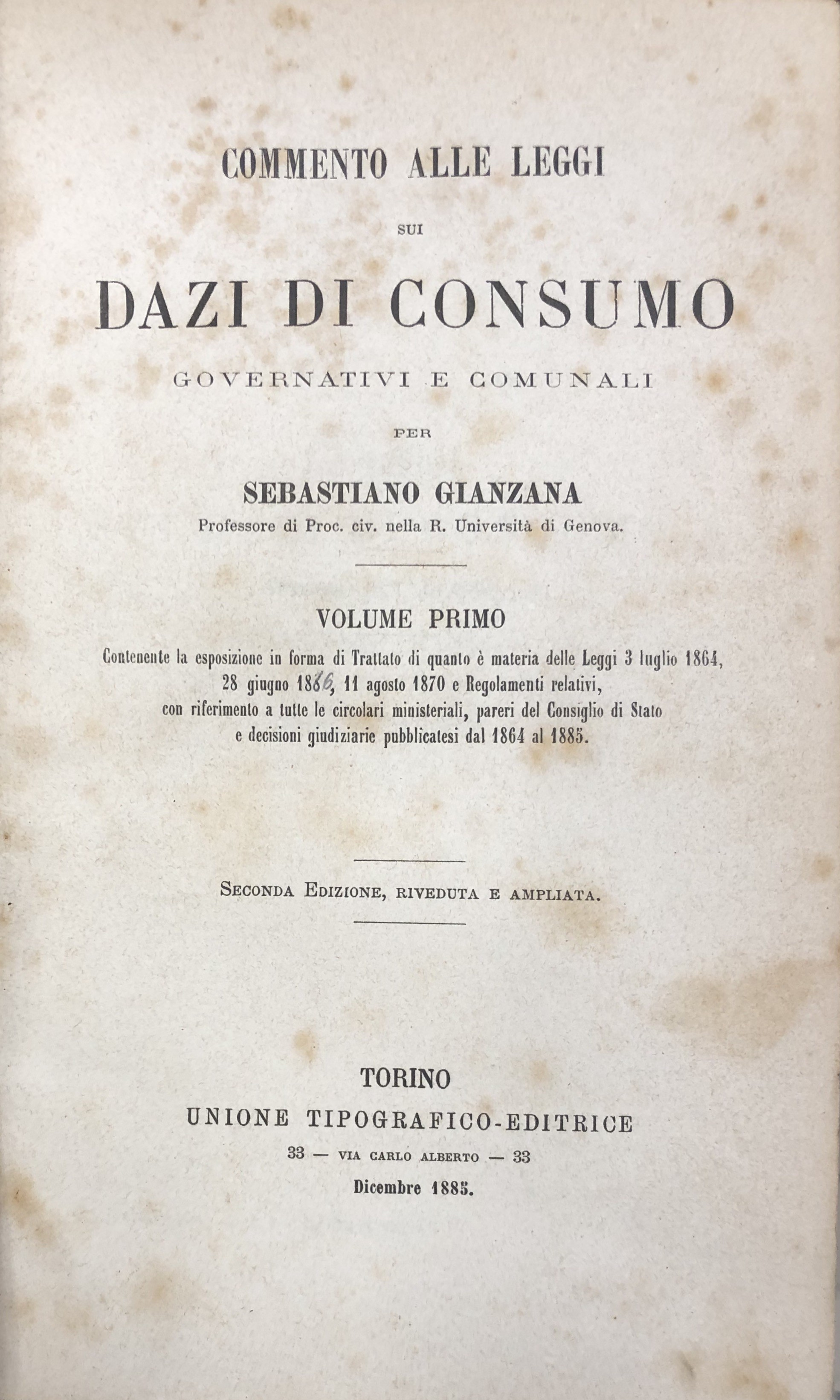 Commento alle leggi sui dazi di consumo