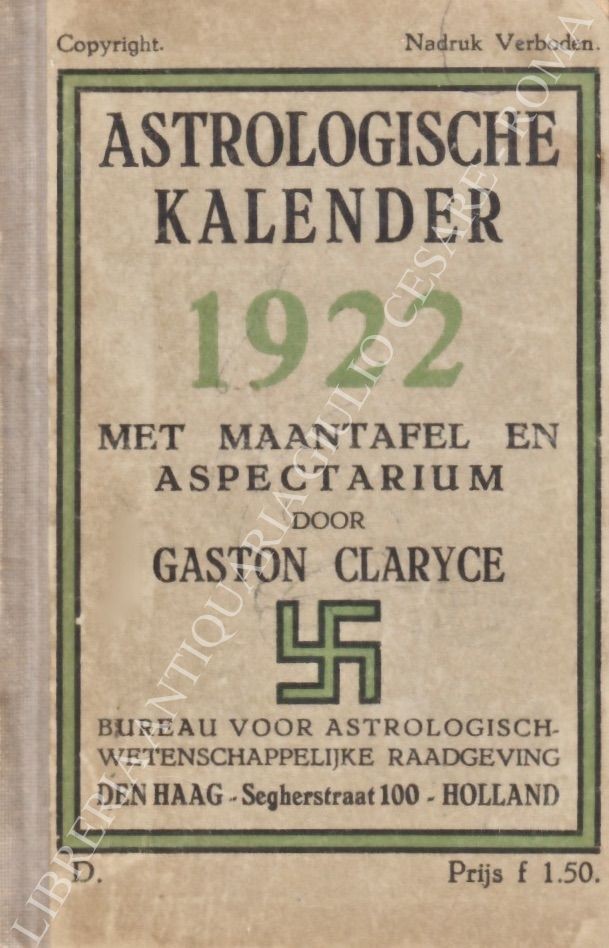 Astrologische kalender 1922 met maantafel en aspectarium