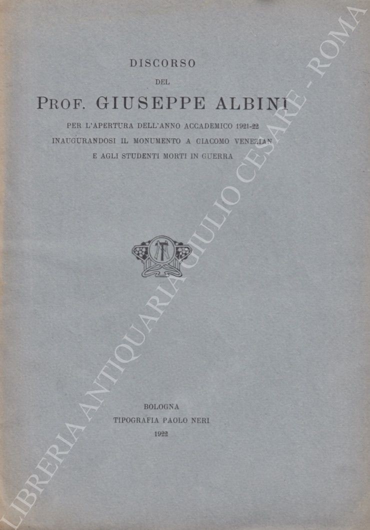 Discorso del Prof. Giuseppe Albini per l'apertura