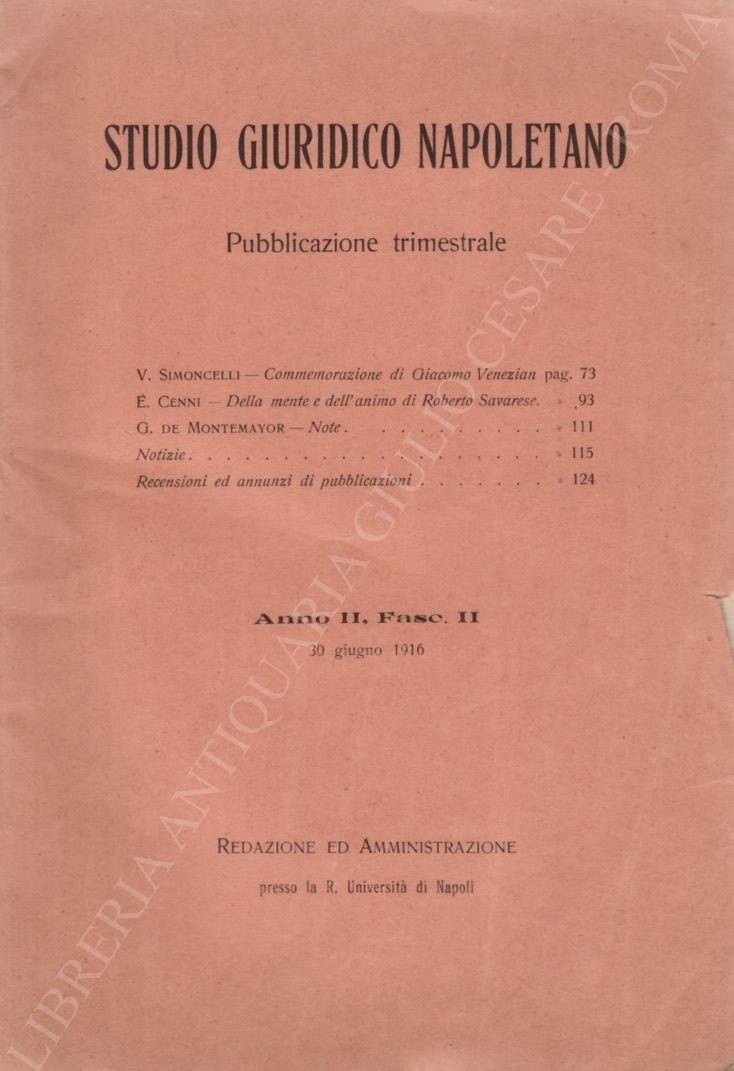 Studio giuridico napoletano. Pubblicazione trimestrale