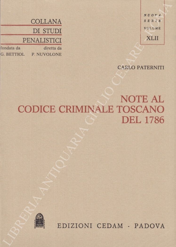 Note al codice criminale toscano del 1786