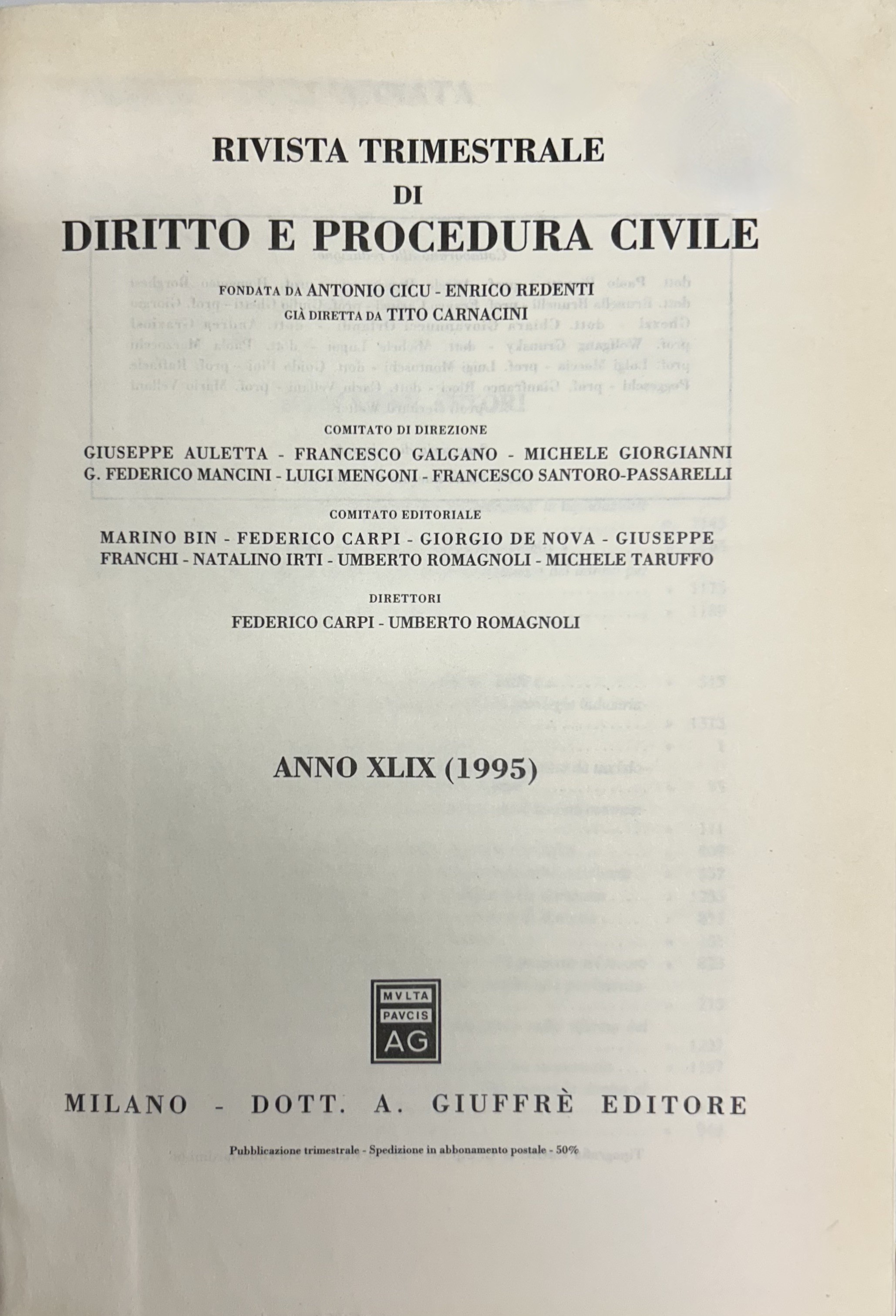 Rivista trimestrale di diritto e procedura civile