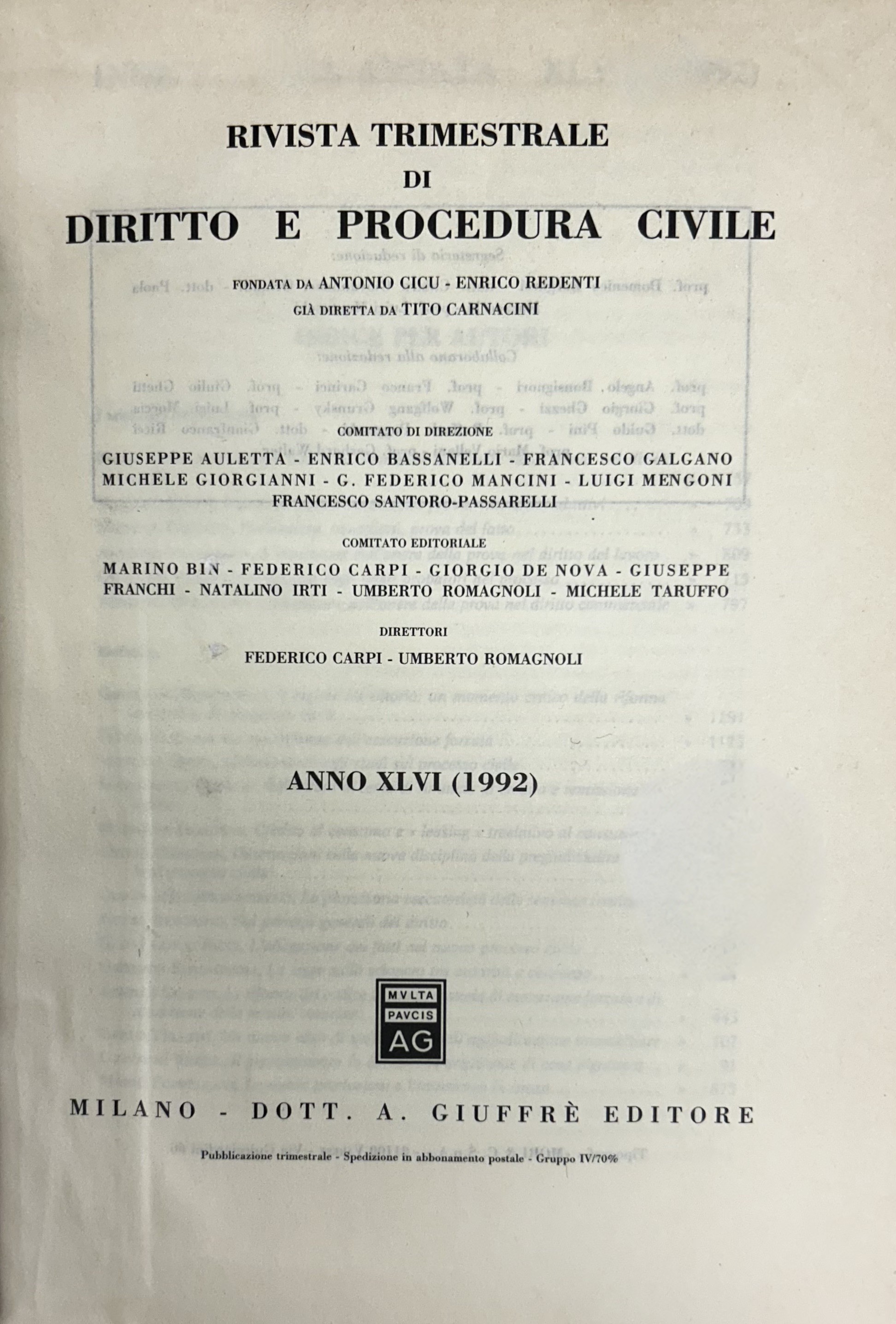 Rivista trimestrale di diritto e procedura civile