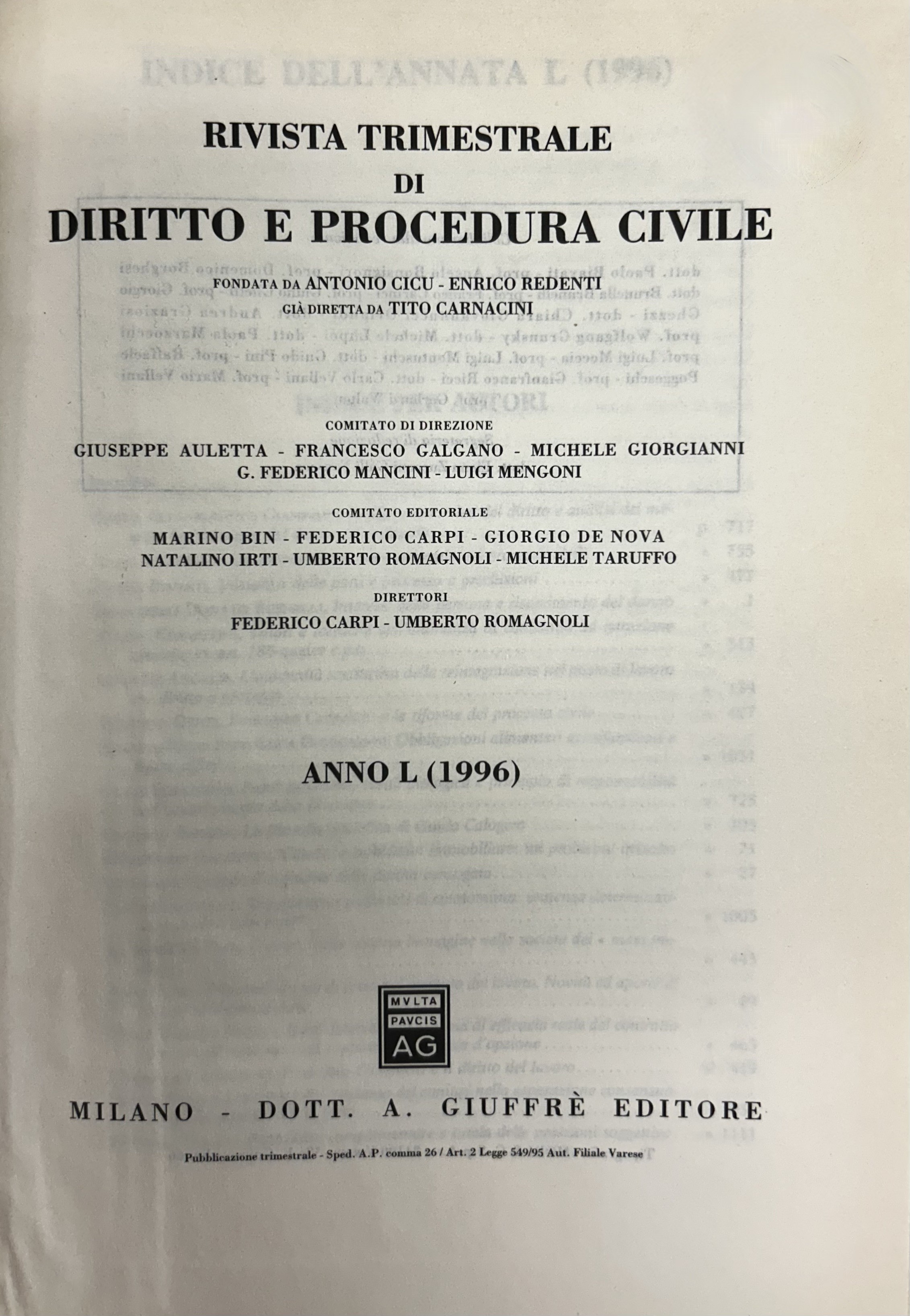 Rivista trimestrale di diritto e procedura civile