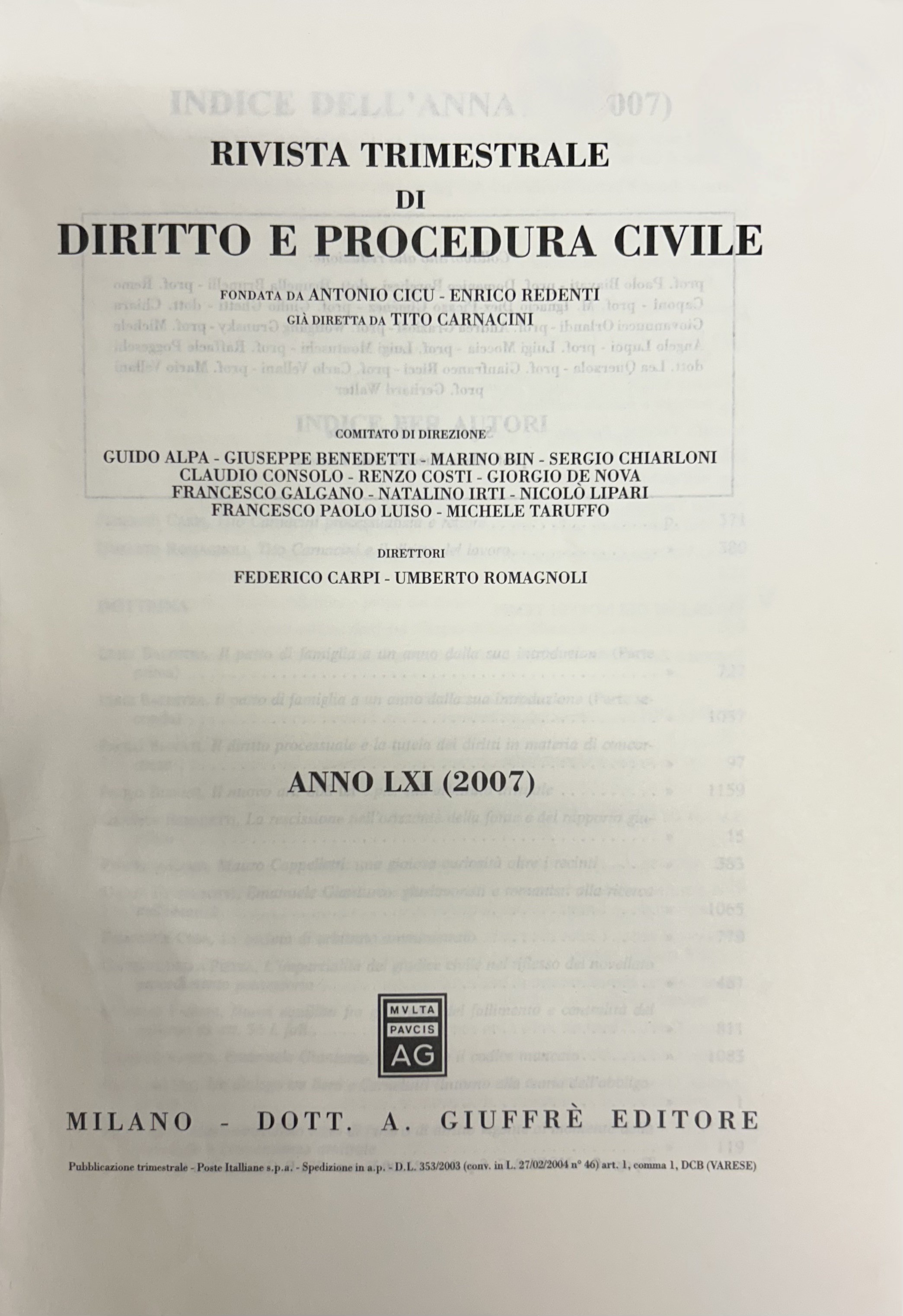 Rivista trimestrale di diritto e procedura civile