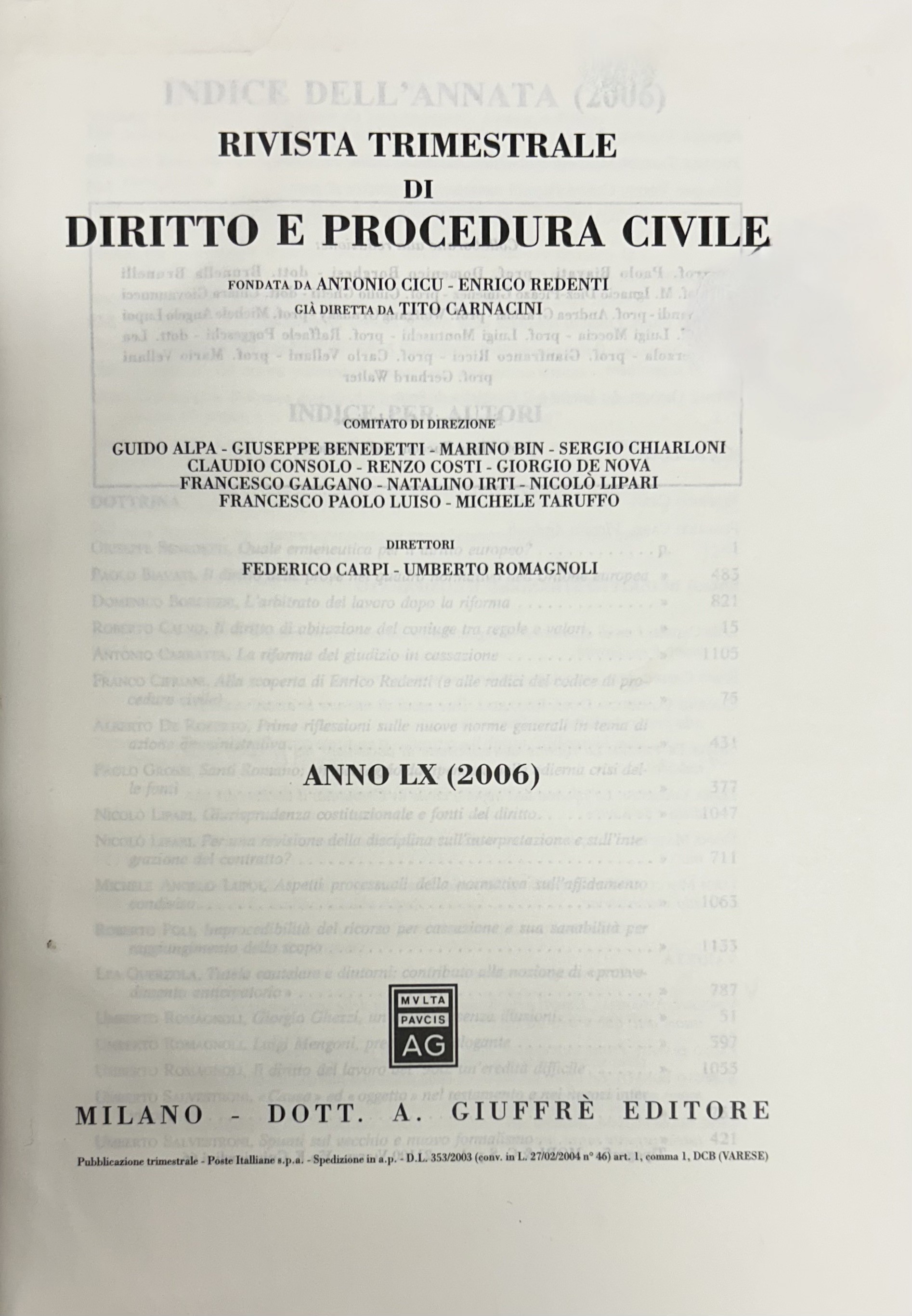 Rivista trimestrale di diritto e procedura civile