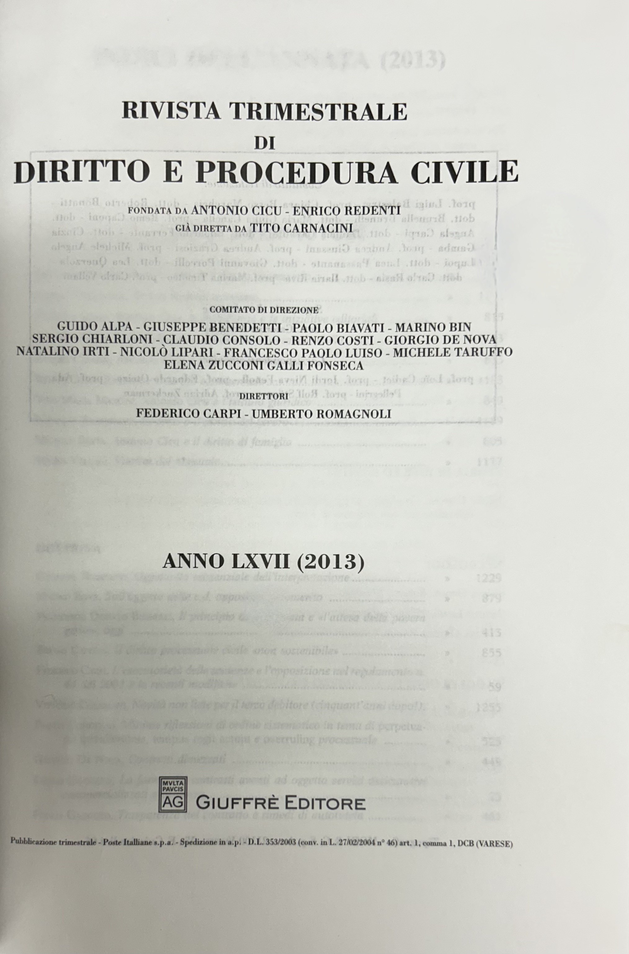 Rivista trimestrale di diritto e procedura civile