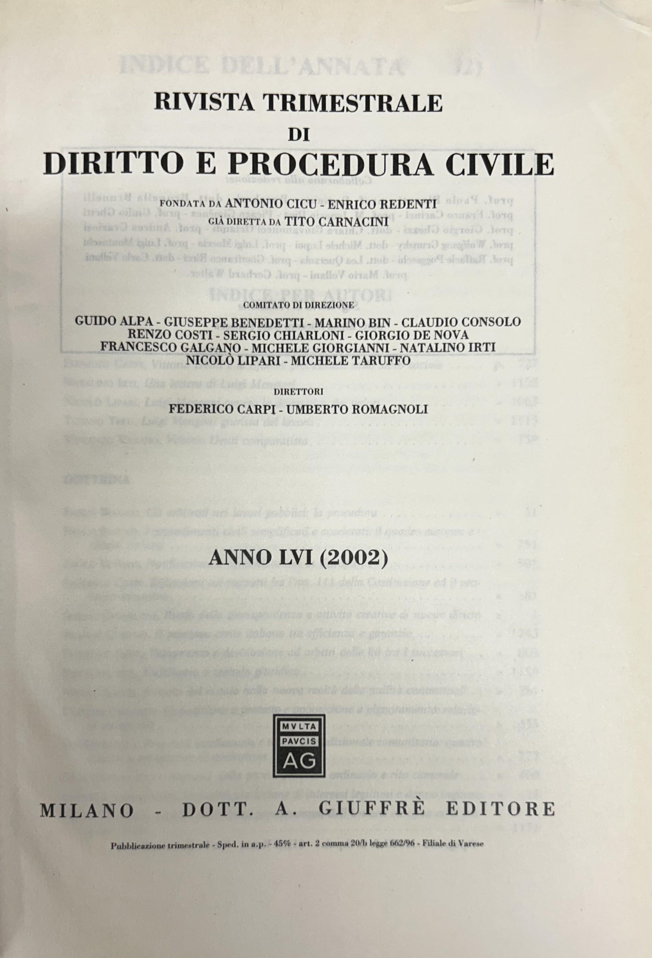 Rivista trimestrale di diritto e procedura civile