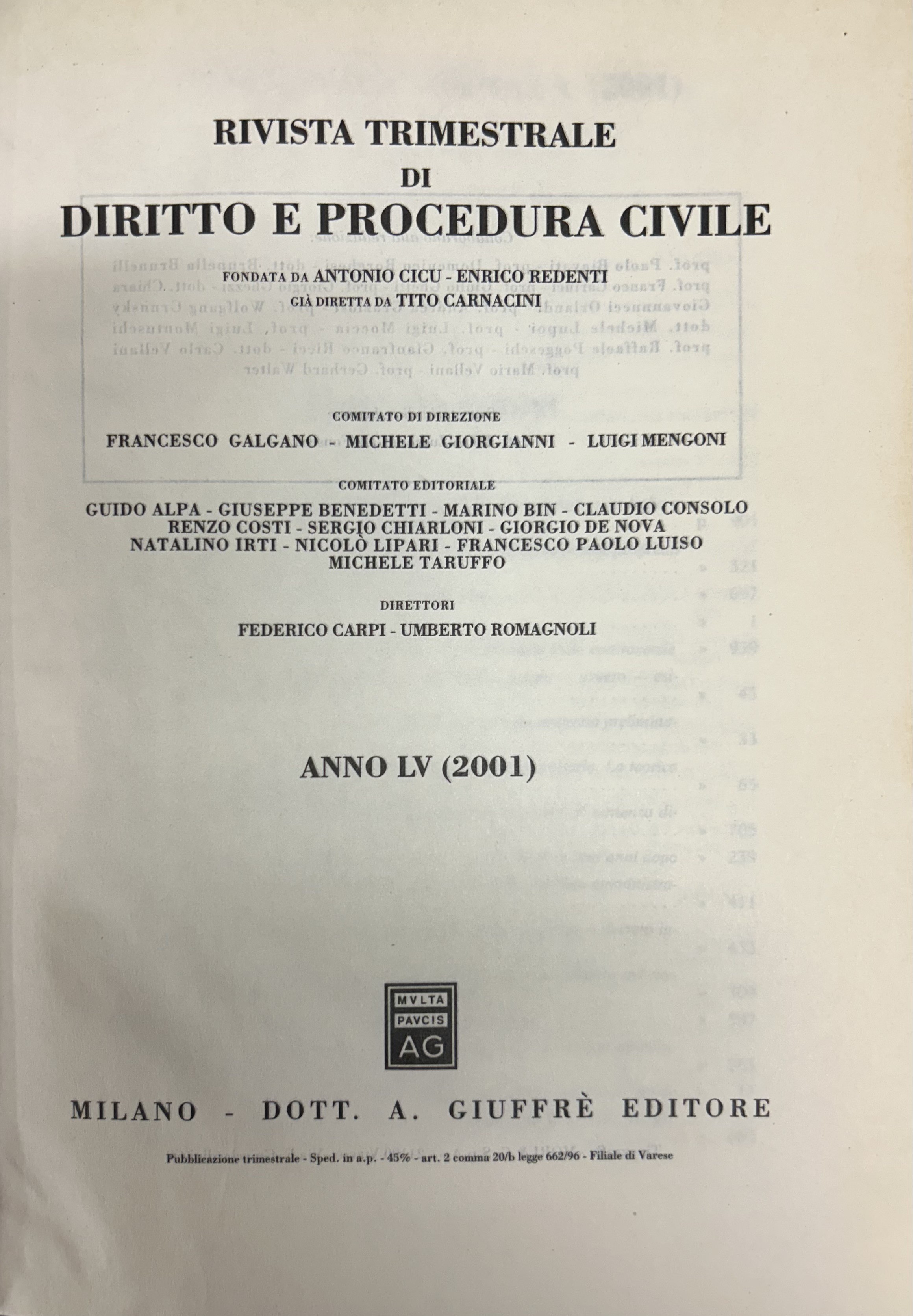 Rivista trimestrale di diritto e procedura civile