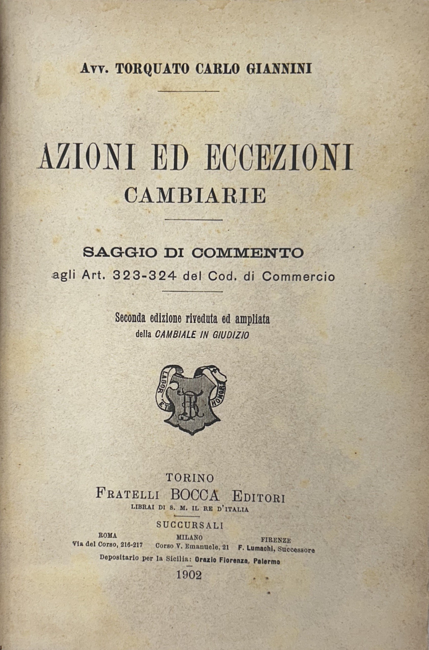 Azioni ed eccezioni cambiarie. Saggio di commento
