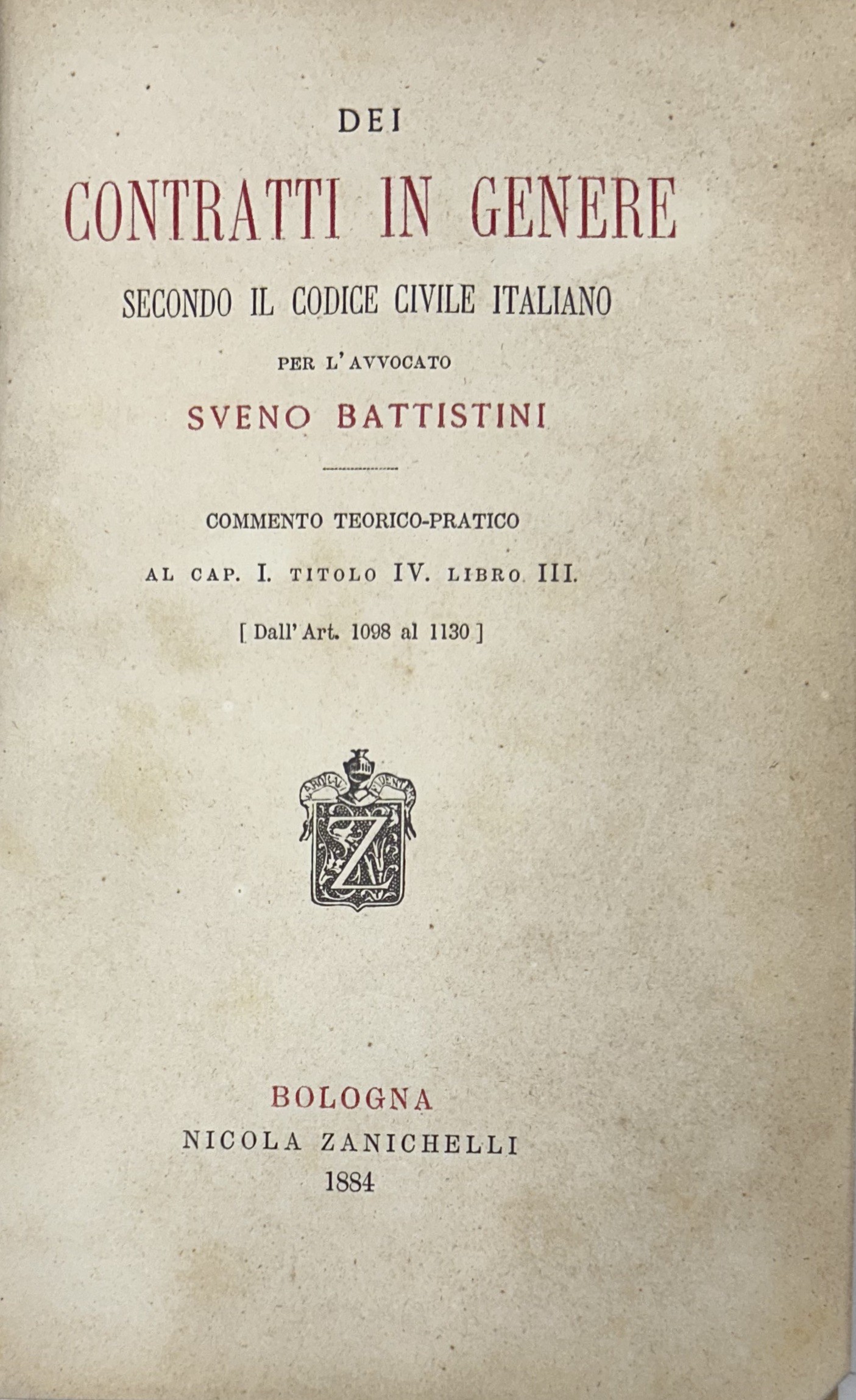 Dei contratti in genere secondo il codice civile italiano