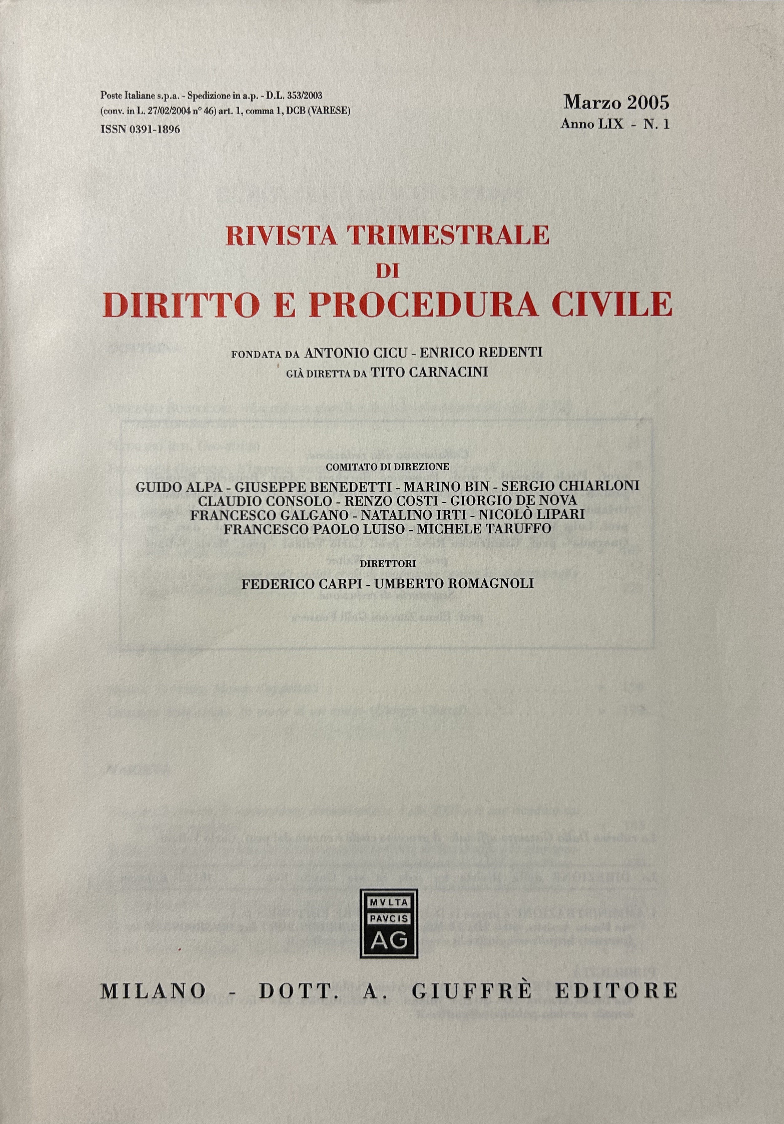 Rivista trimestrale di diritto e procedura civile