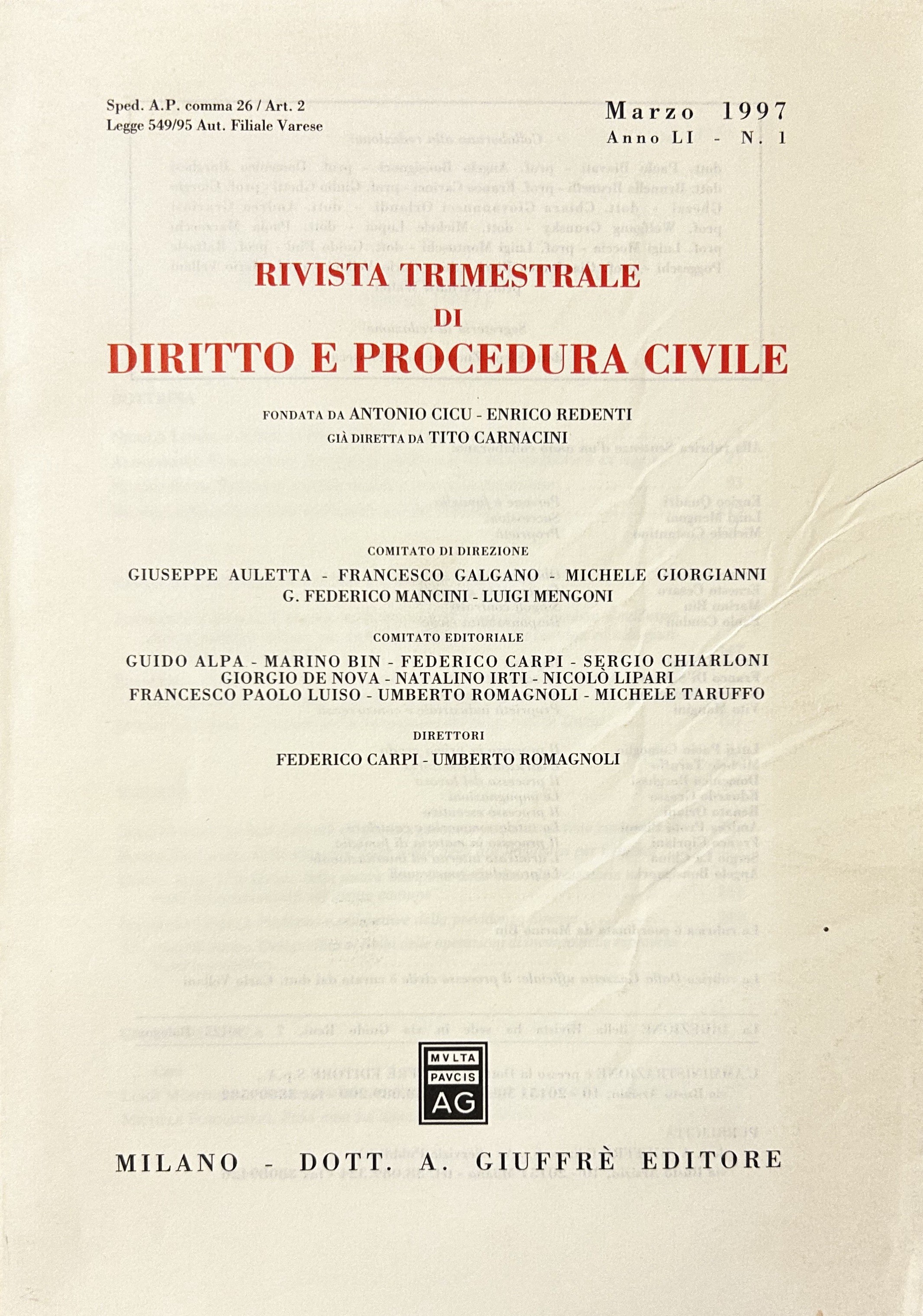 Rivista trimestrale di diritto e procedura civile