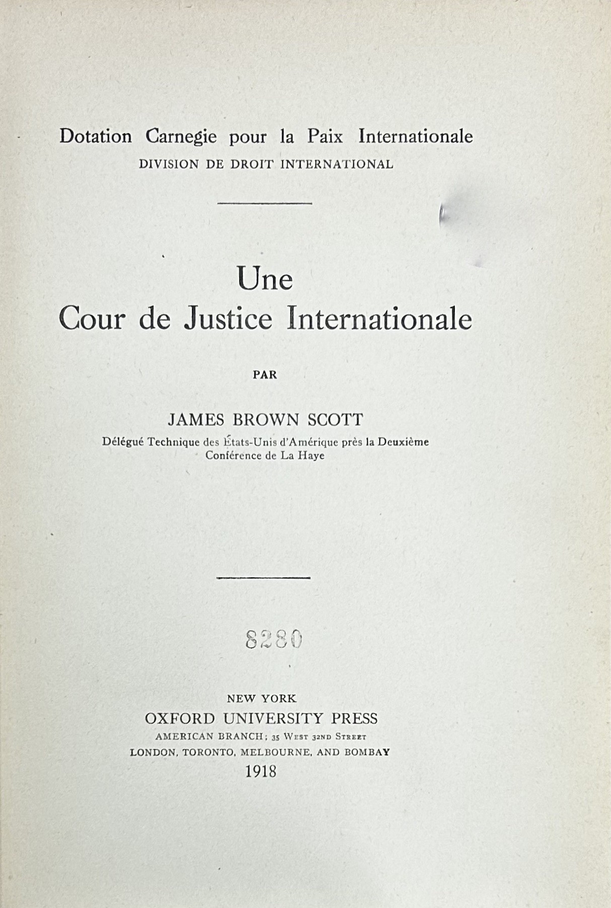 Une Cour de Justice Internationale