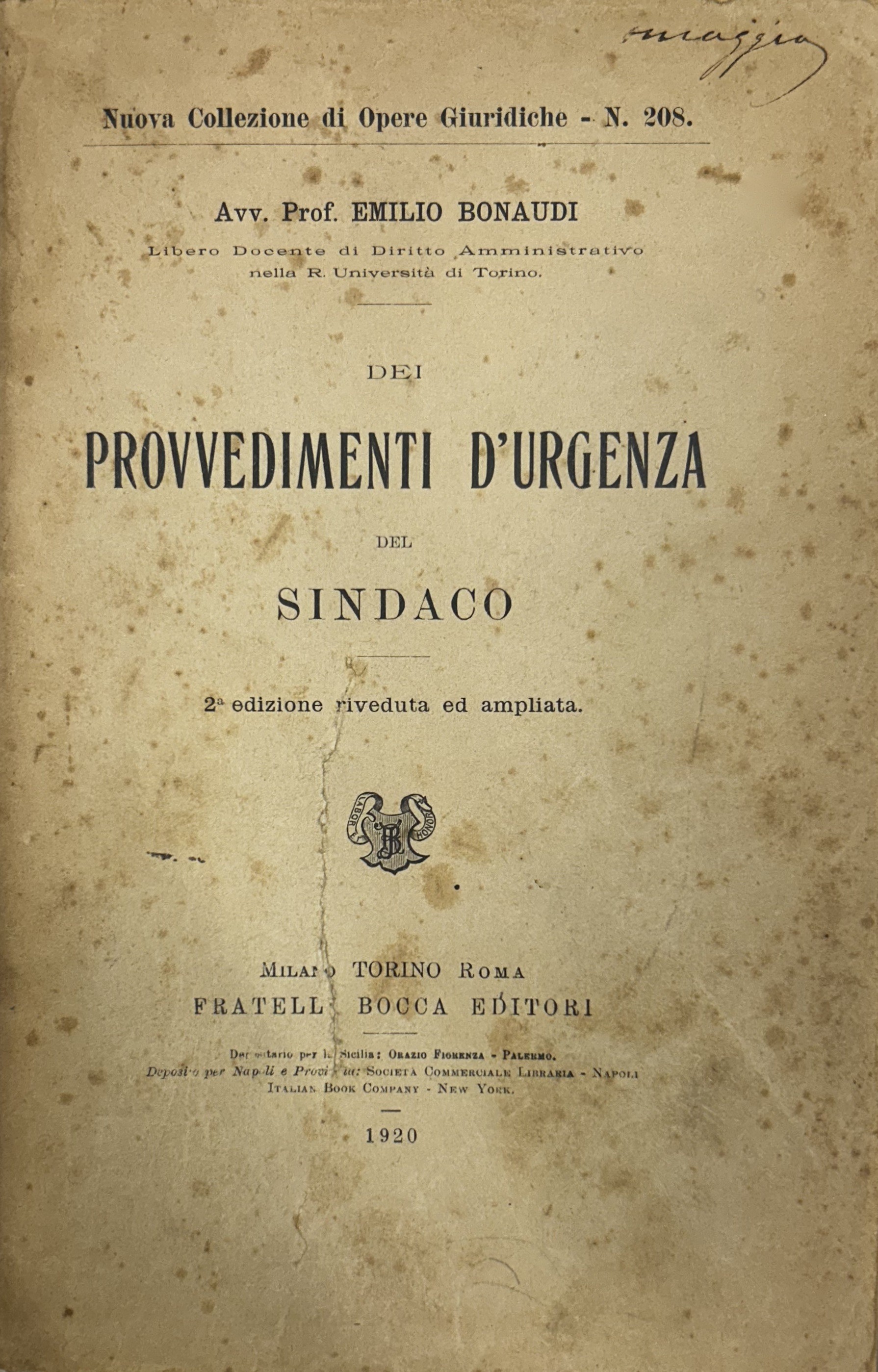 Dei provvedimenti d'urgenza del sindaco