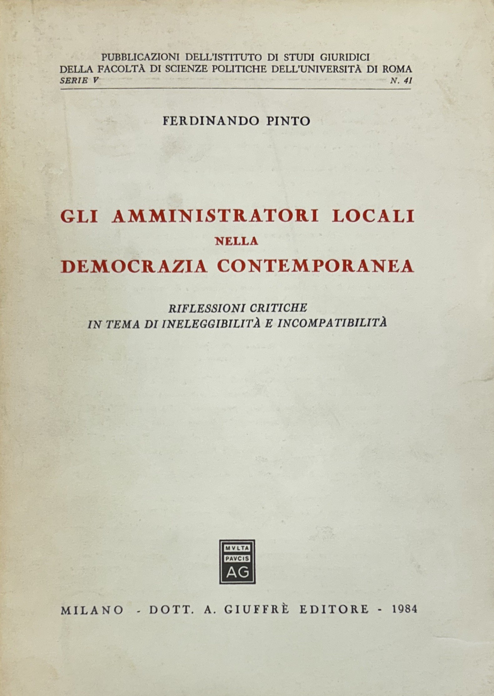 Gli amministratori locali nella democrazia contemporanea