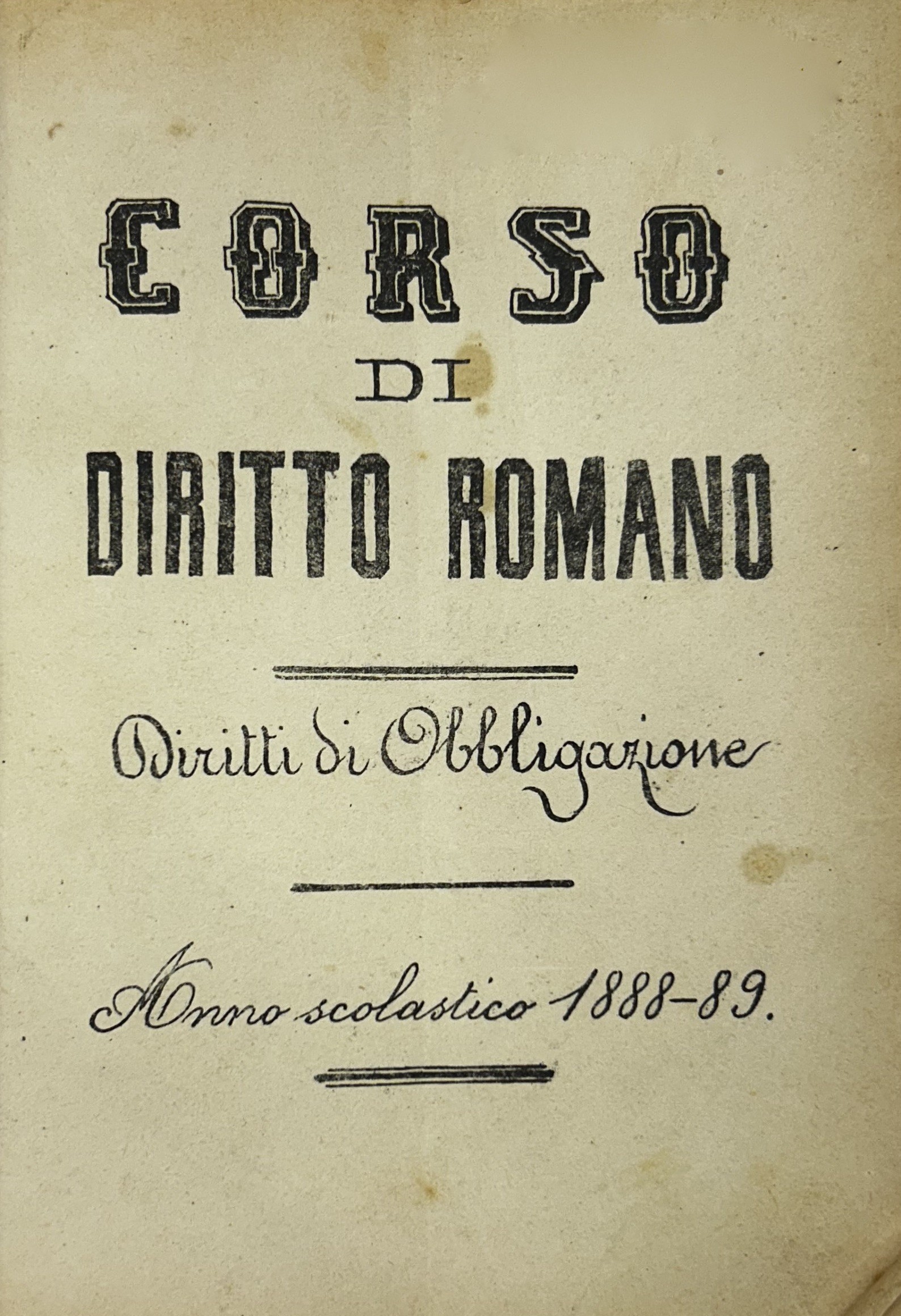 Corso di diritto romano. Diritti di obbligazione