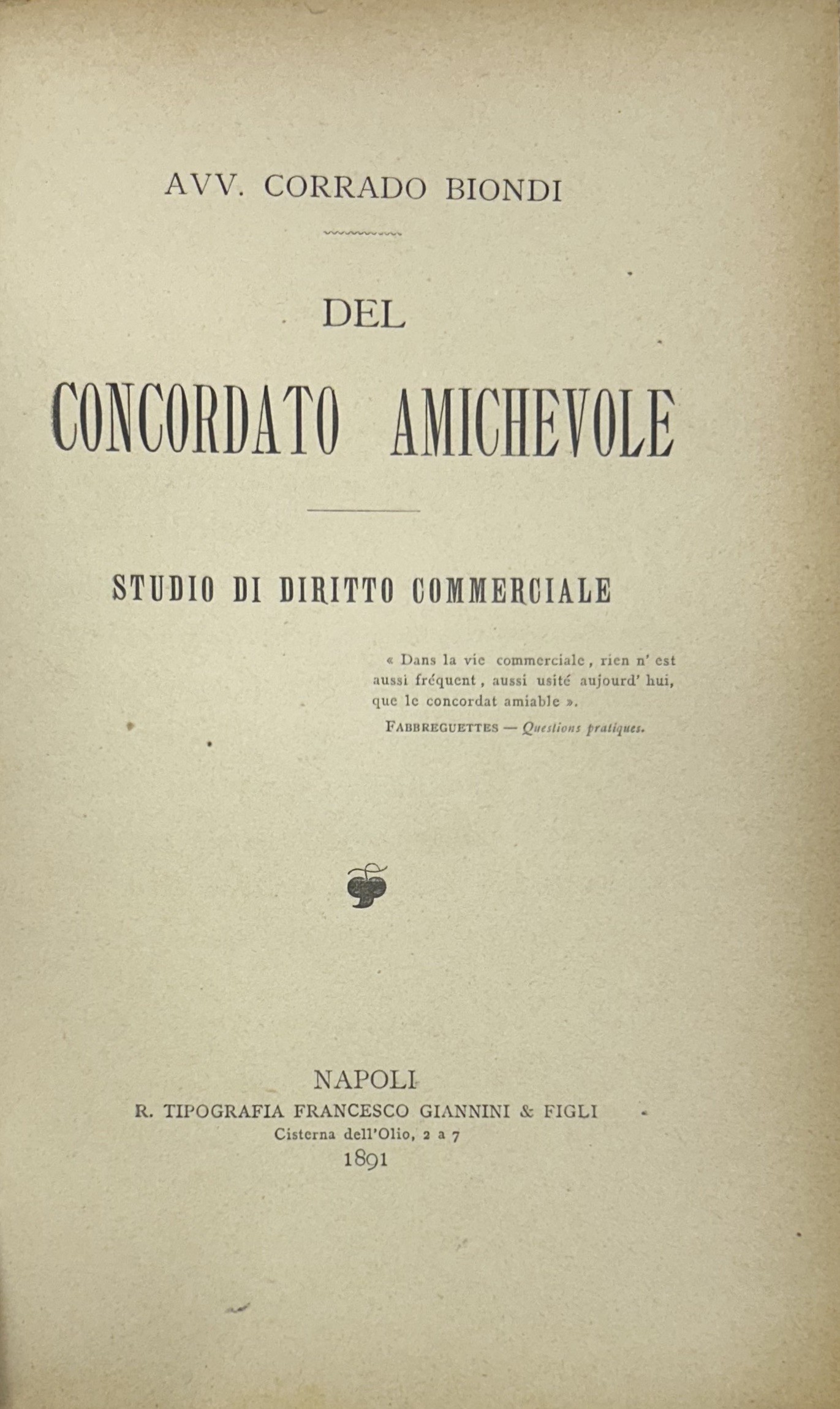 Del concordato amichevole