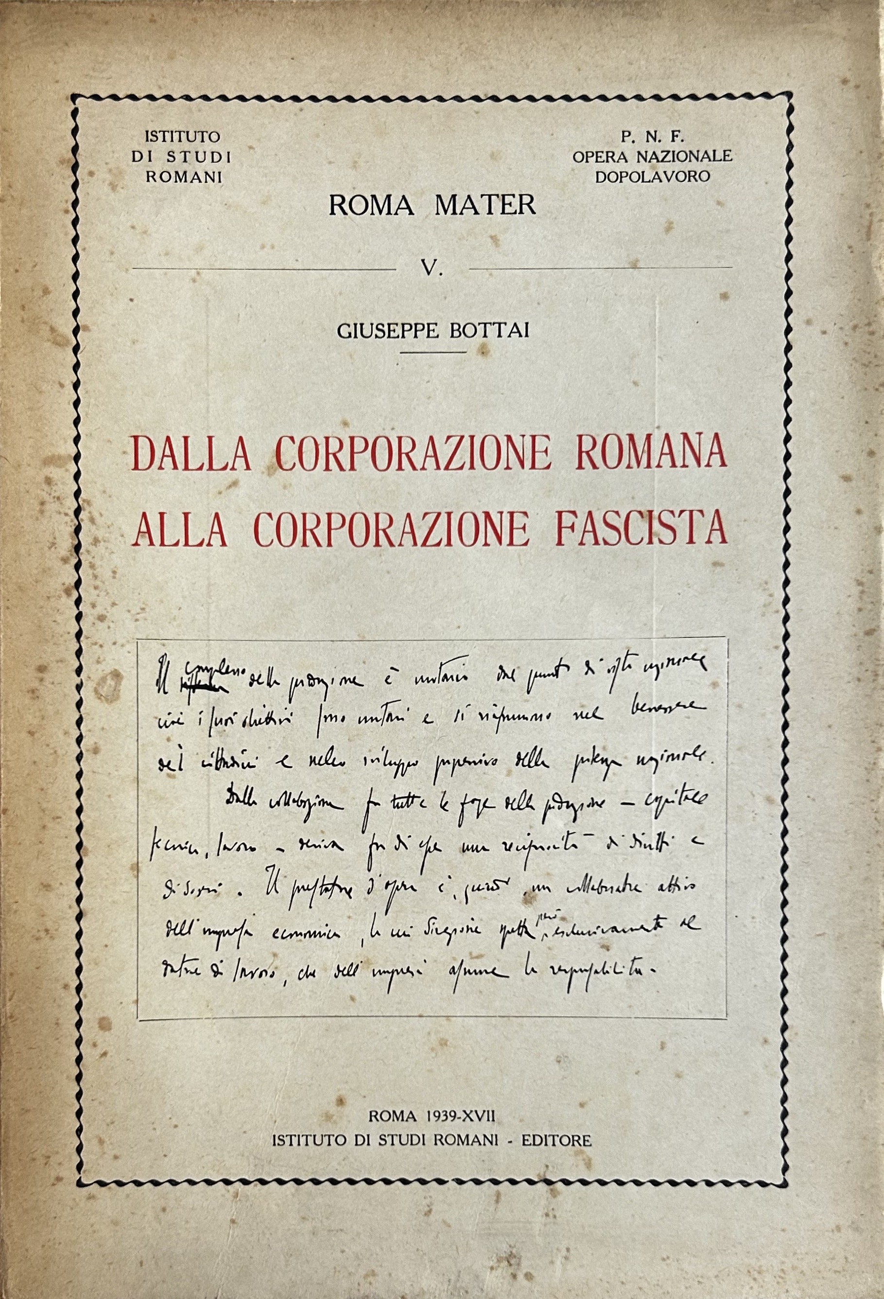 Dalla corporazione romana alla corporazione fascista