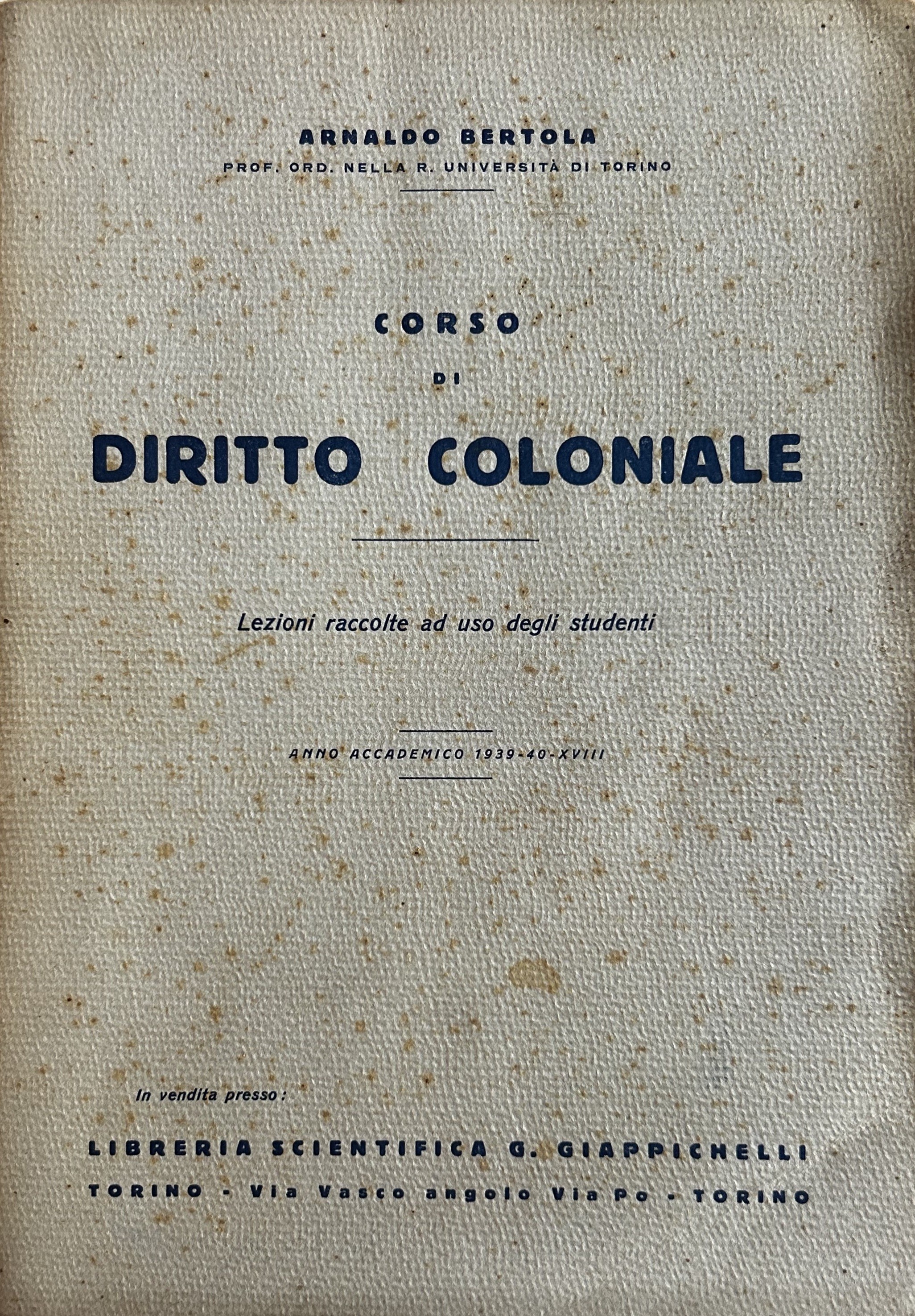 Corso di diritto coloniale
