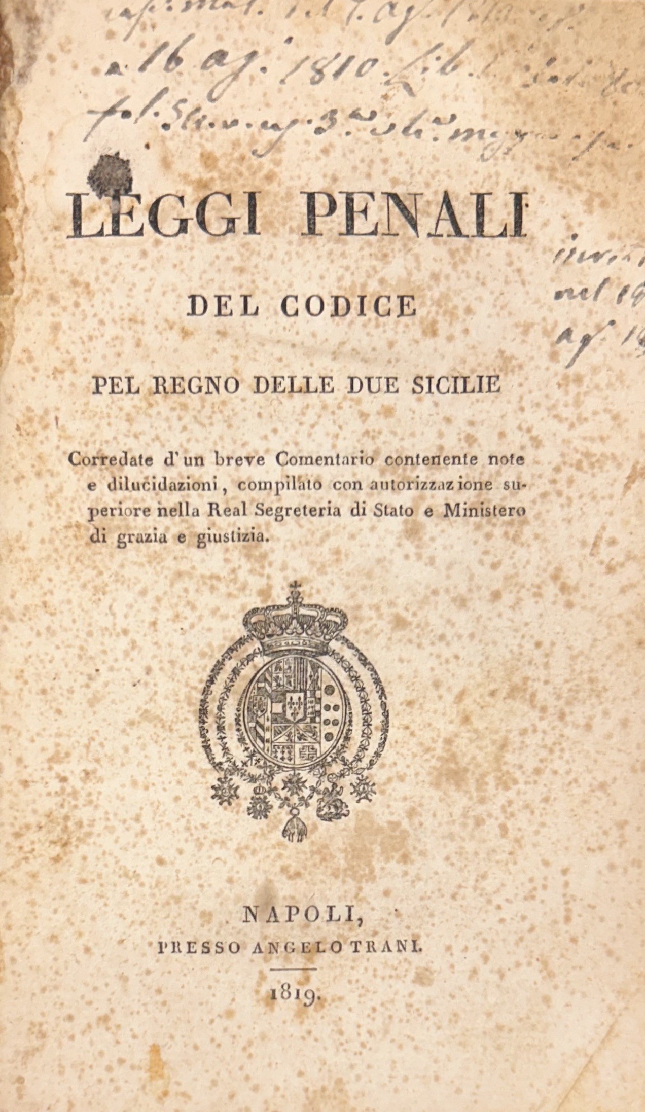 Leggi penali del Codice pel Regno delle Due Sicilie