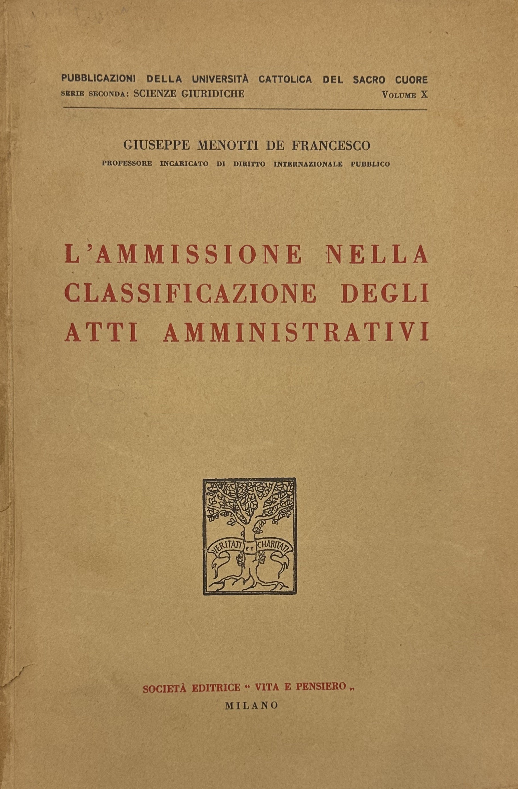 L'ammissione nella classificazione degli atti amministrativi