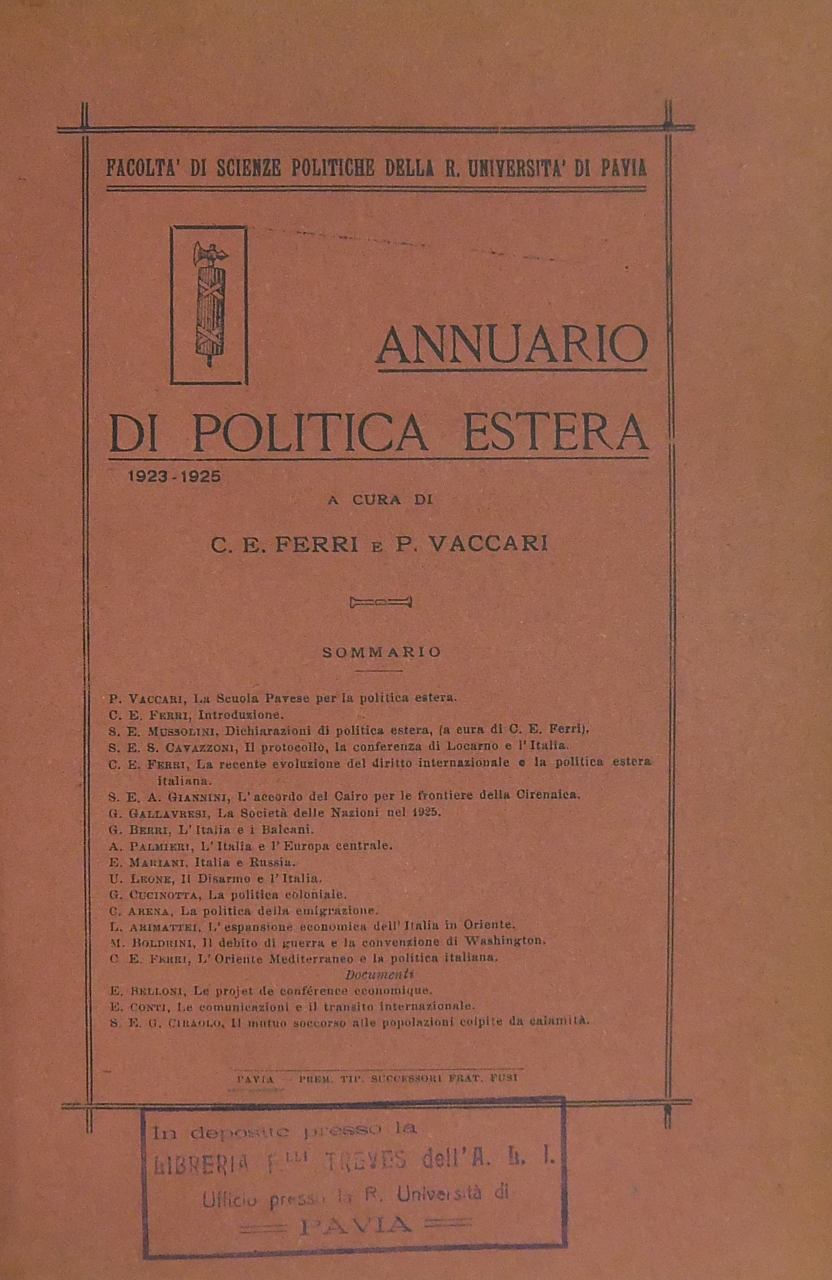 Annuario di politica estera. 1923-1928